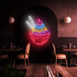 Ice Cream Bowl Neon Sign, Ice Cream Bowl LED Sign, Ice Cream Neon Wall Art, Ice Cream Neon Display, Decor for Ice Cream Shop, Cafe, Bar