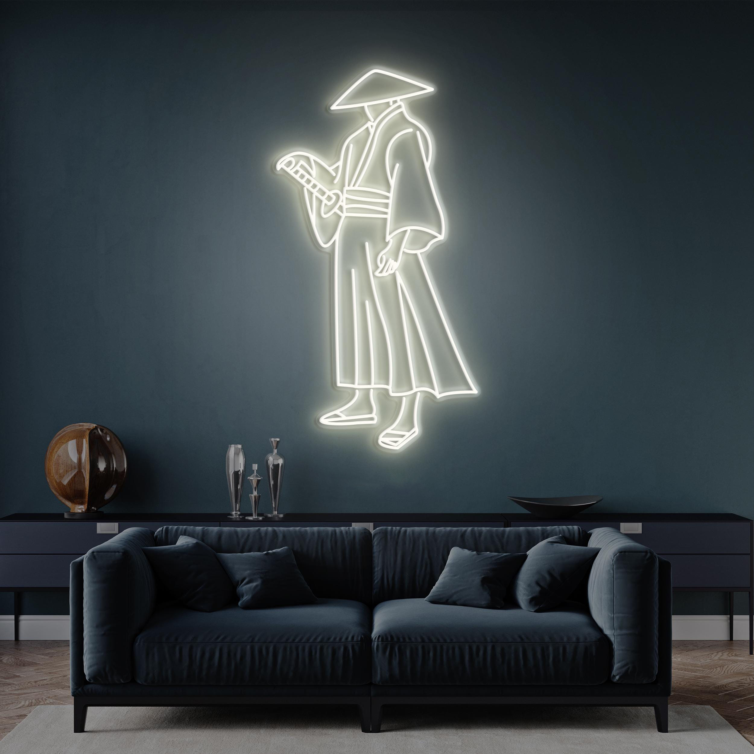 Samurai Neon Sign, Samurai LED Light, Japanese Warrior Wall Decor, Game Zone Art, Сartoon Character Sign, Ninja Man Decor for Anime Fans