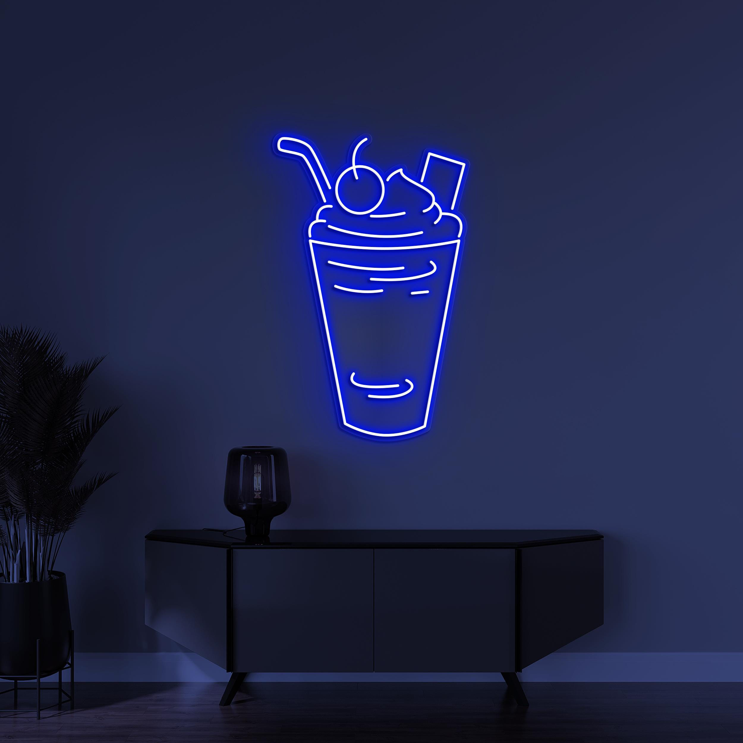 Milkshake Neon Sign, Milkshake LED Light, Sweet Trea Wall Art, Dessert Wall Decor, Decor for Milkshake & Juice Shop, Cafe, Bar, Drink Lover