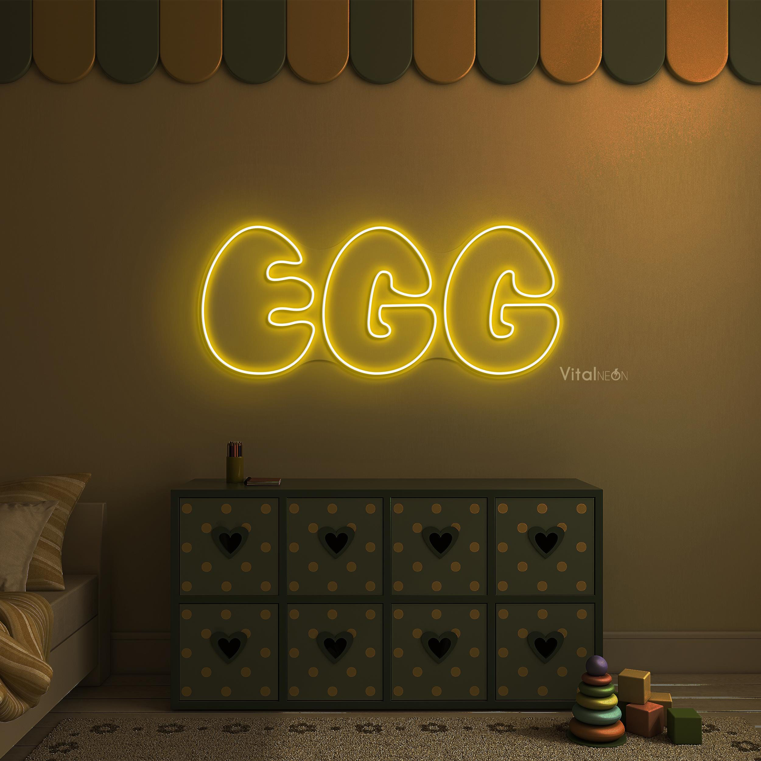Egg Neon Sign, EGG led Light, EGG LED Neon Art, Breakfast Neon Light, Food Wall Decor, Cafe Wall Art, Kitchen Wall Decor, Gift for Egg Lover