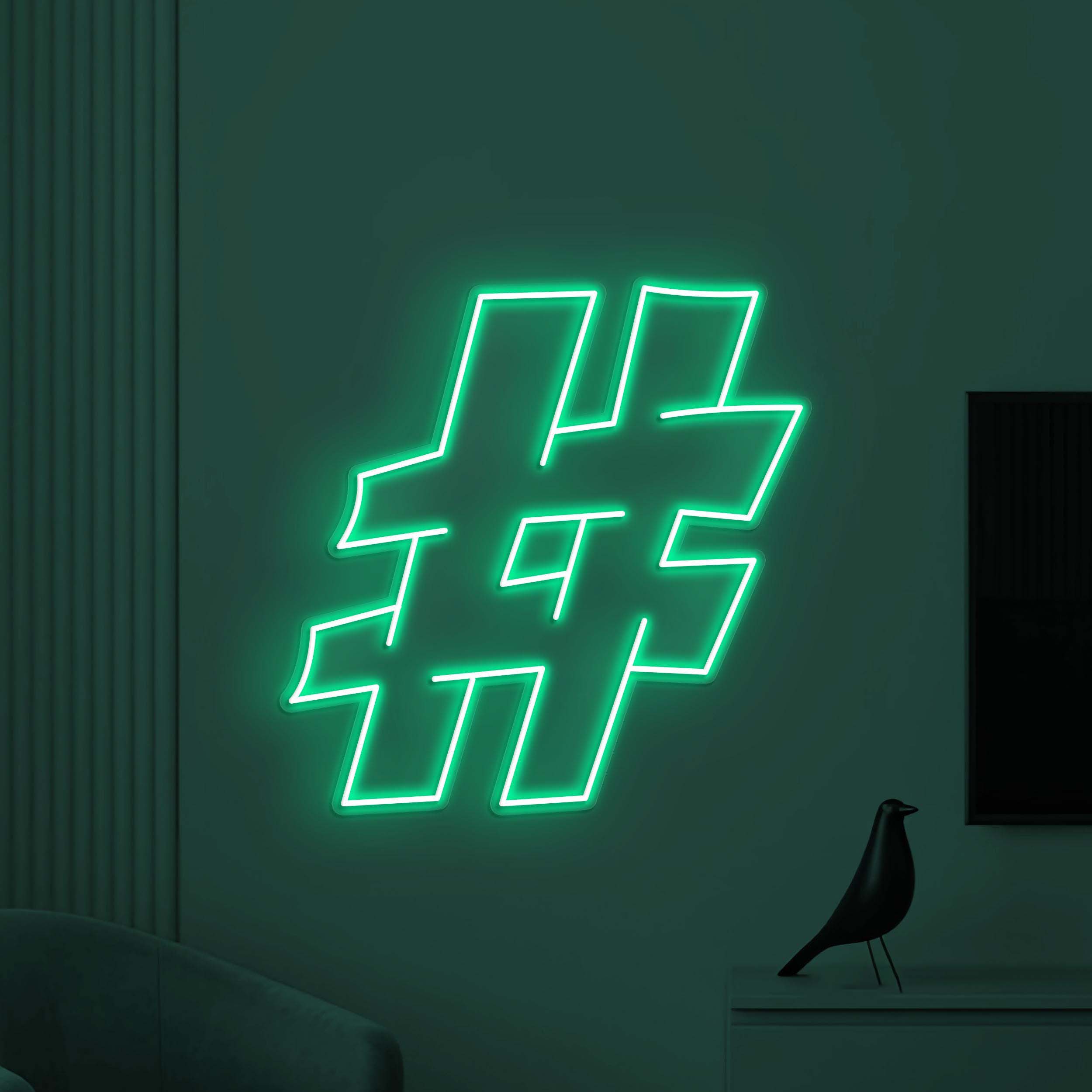 Hashtag Neon Sign, Hashtag LED Light, Social Media Wall Decor, Socialite Neon Art, Personalized Sign, Office Neon Light, Trending Now Sign