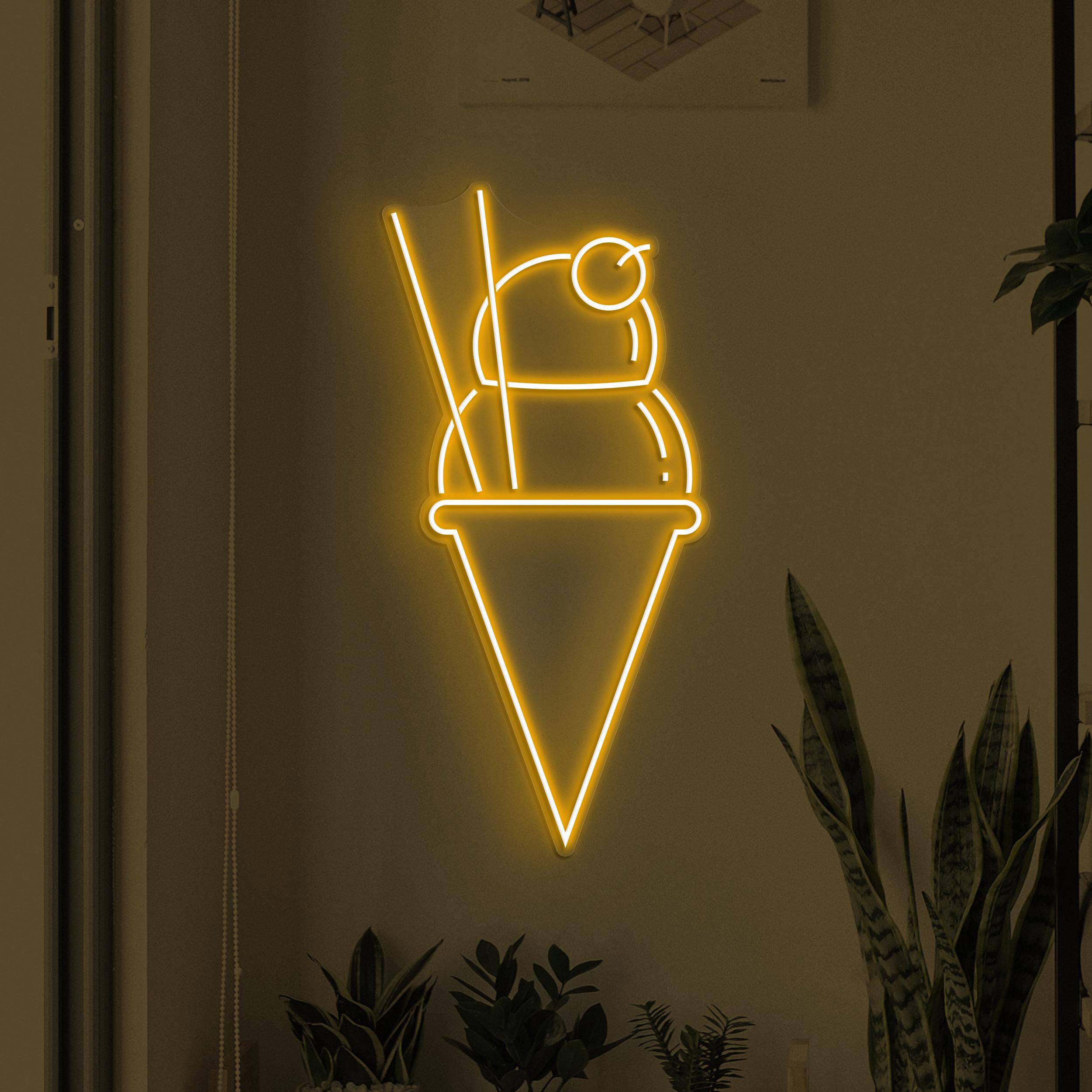 Ice Cream Neon Sign, Ice Cream LED Light, Ice-cream Spot Wall Decor, Cone Ice Cream Wall Art, Sweet Treat Neon Light, Dessert Shop Led Sign