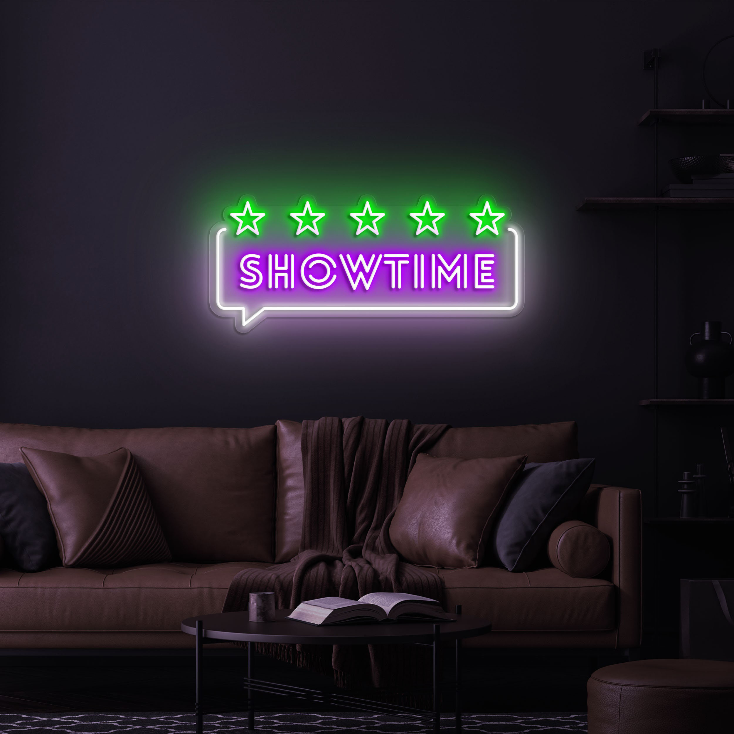 Showtime LED Neon Sign, Custom Neon Light, Lounge Decor Sign, Home Theaters, Studios, and Event Spaces,Eye-catching Wall Decor,LED Neon Sign