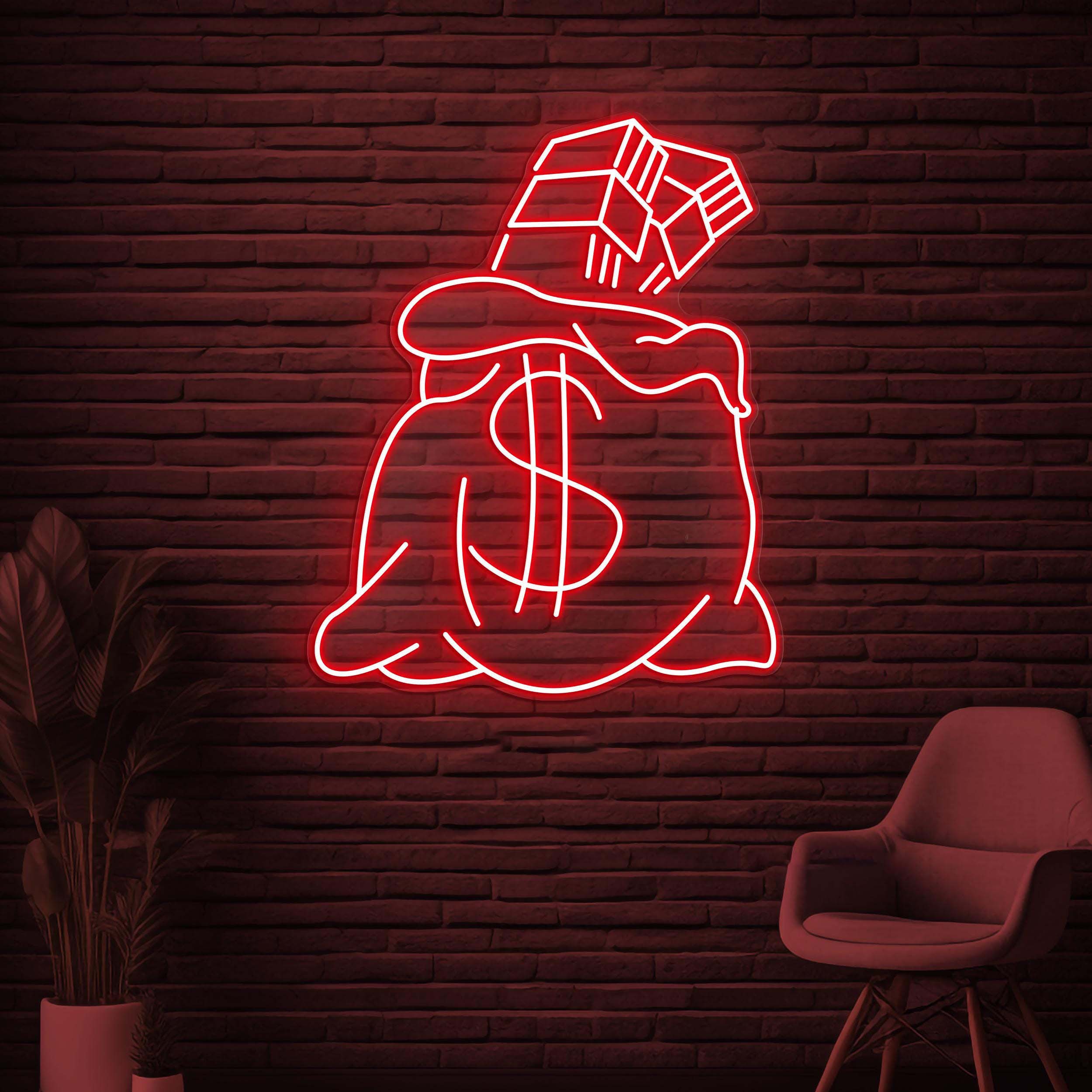 Money Bag Neon Sign, Money Bag LED Light, Dollar Money Bag Decor, Office Wall Art, Dollar Logo Sign, Business Neon Art, Dollar Wall Decor