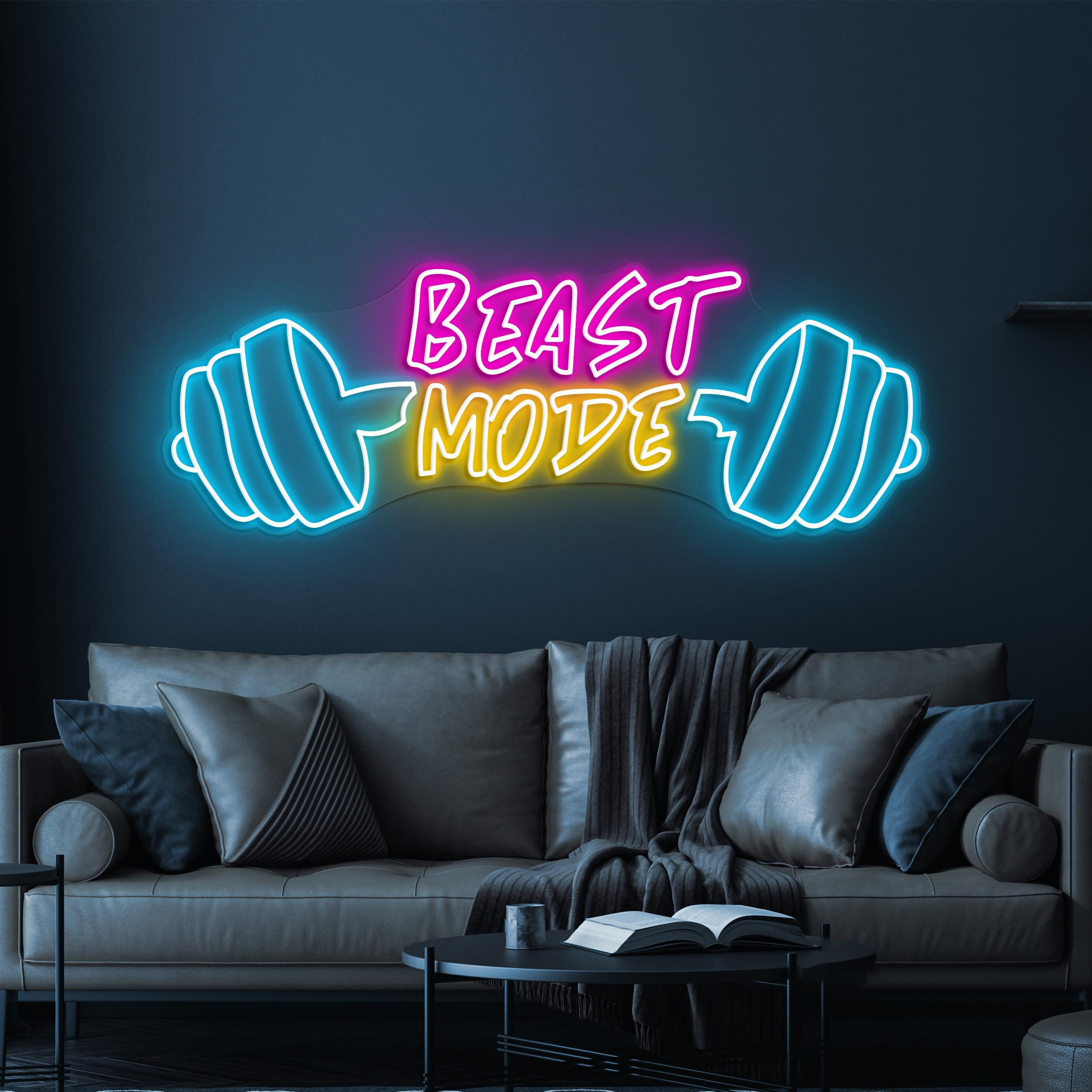 Beast Mode Neon Sign, Beast Mode LED Light, Gym Wall Decor, Dumbbell Wall Art, Fitness Neon Sign, Workout Wall Light, Gift For Gym Lover