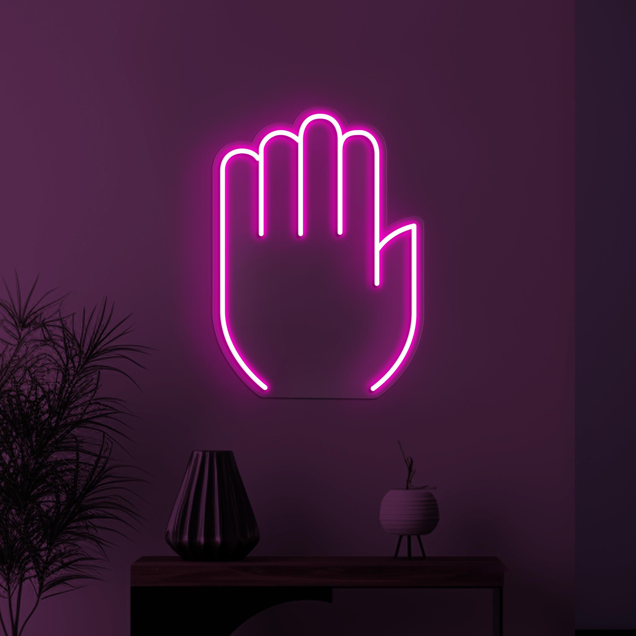 Hand Palm Neon Sign, Hand Palm LED Neon Art, Stop Hand LED Light, Halt Neon Sign, Home Wall Decor, Personalized Neon Sign, Office Neon Light