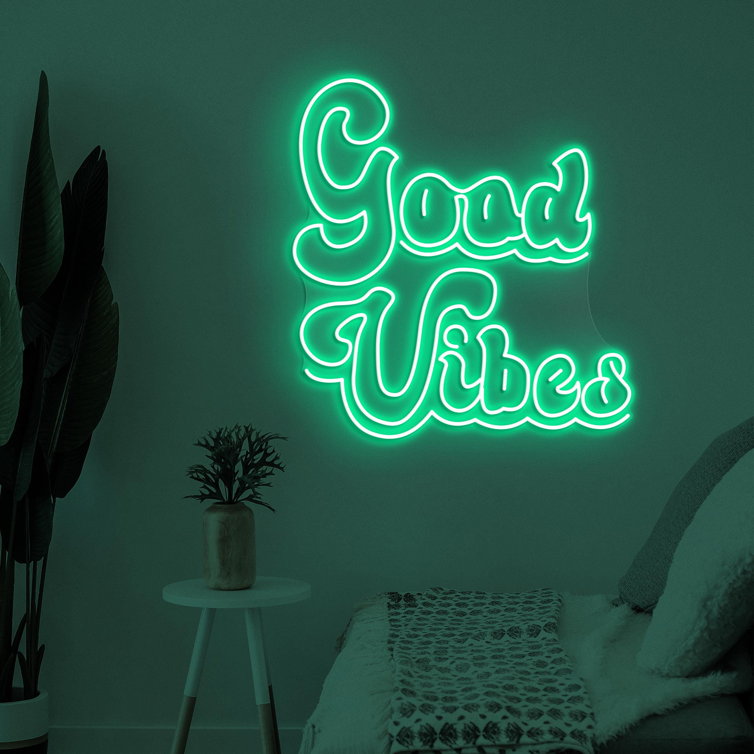 Good Vibes Neon Sign, Good Vibes LED Light, Party Wall Decor, Home Bedroom Wall Art, Bar and Cafe Neon Light, Positive Energy Neon Decor