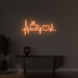 Coffee Heartbeat Neon Sign, Coffee Heartbeat LED Light, Heart Wall Decor, Cafe Coffee Neon Light, Coffee Shop Wall Decor, Coffee Lover Gifts