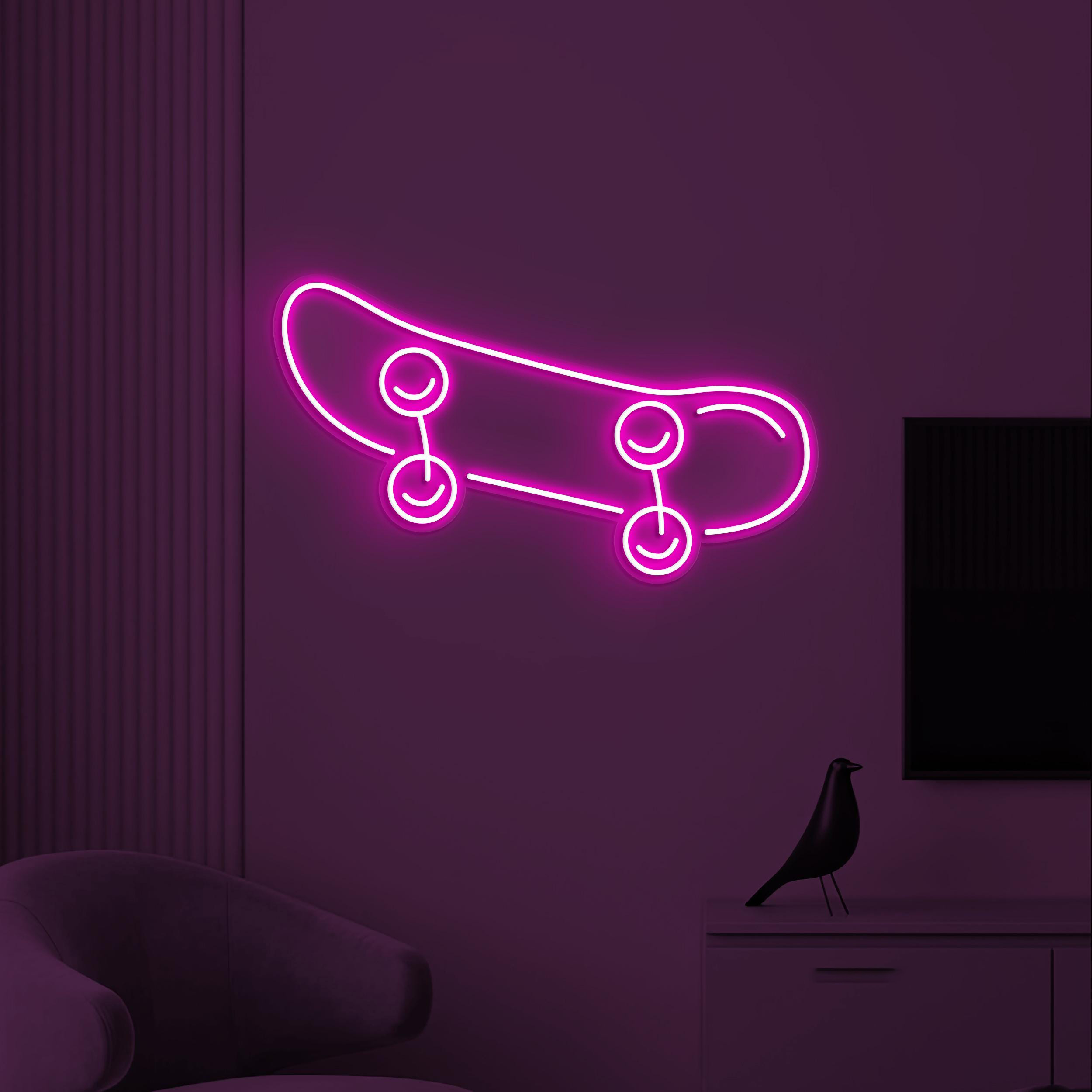 Skateboard Neon Sign, Skateboard Neon Light, Game Room Wall Decor, Game Zone Wall Art, Skateboard Club Neon Light, Kids Room Led Neon Sign
