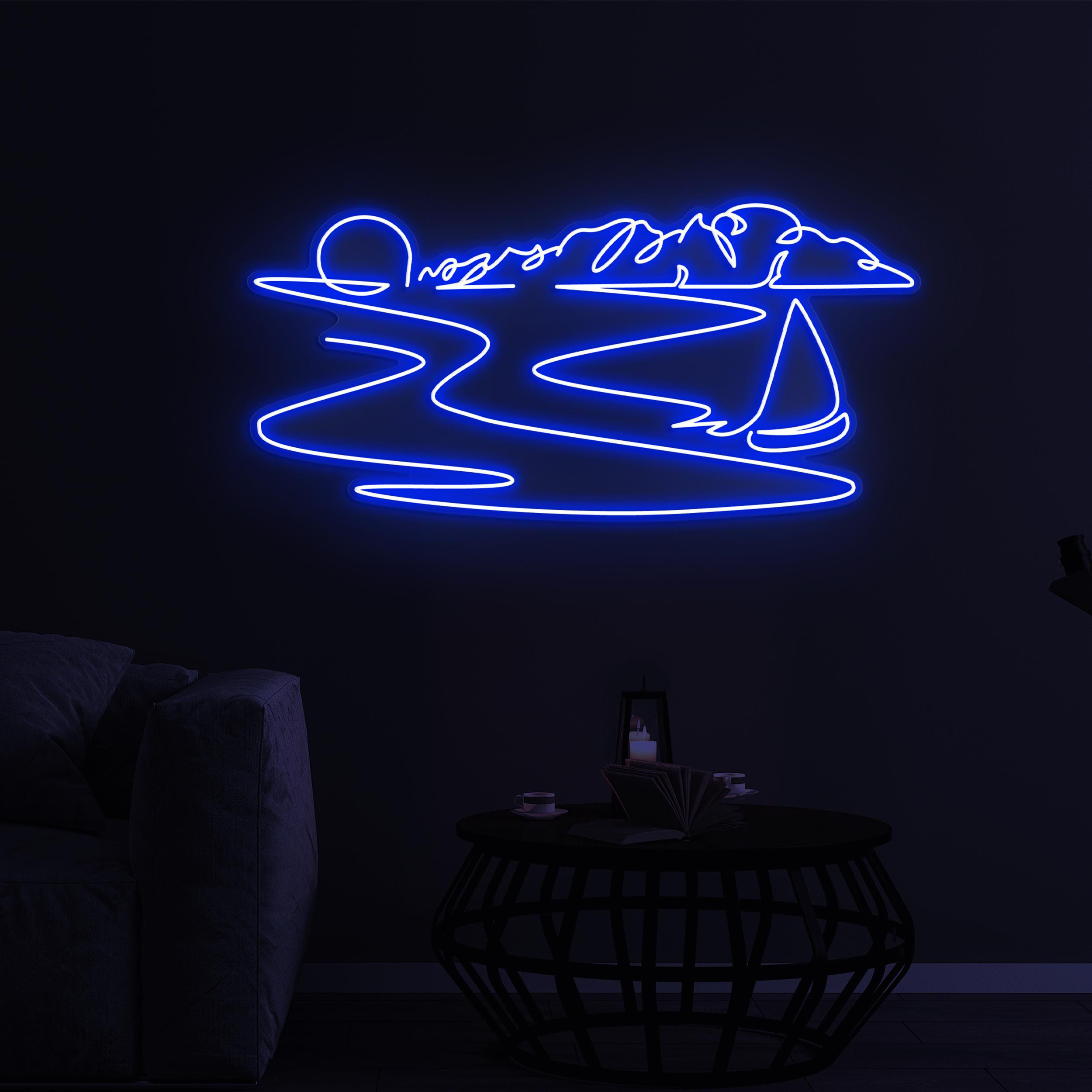 Sunset Neon Sign, Sunset LED Light, Sunset Sailboat Neon Sign, Beach Sunset Neon Sign for Home, Beach Bar & Party Decor, Personalized Gift