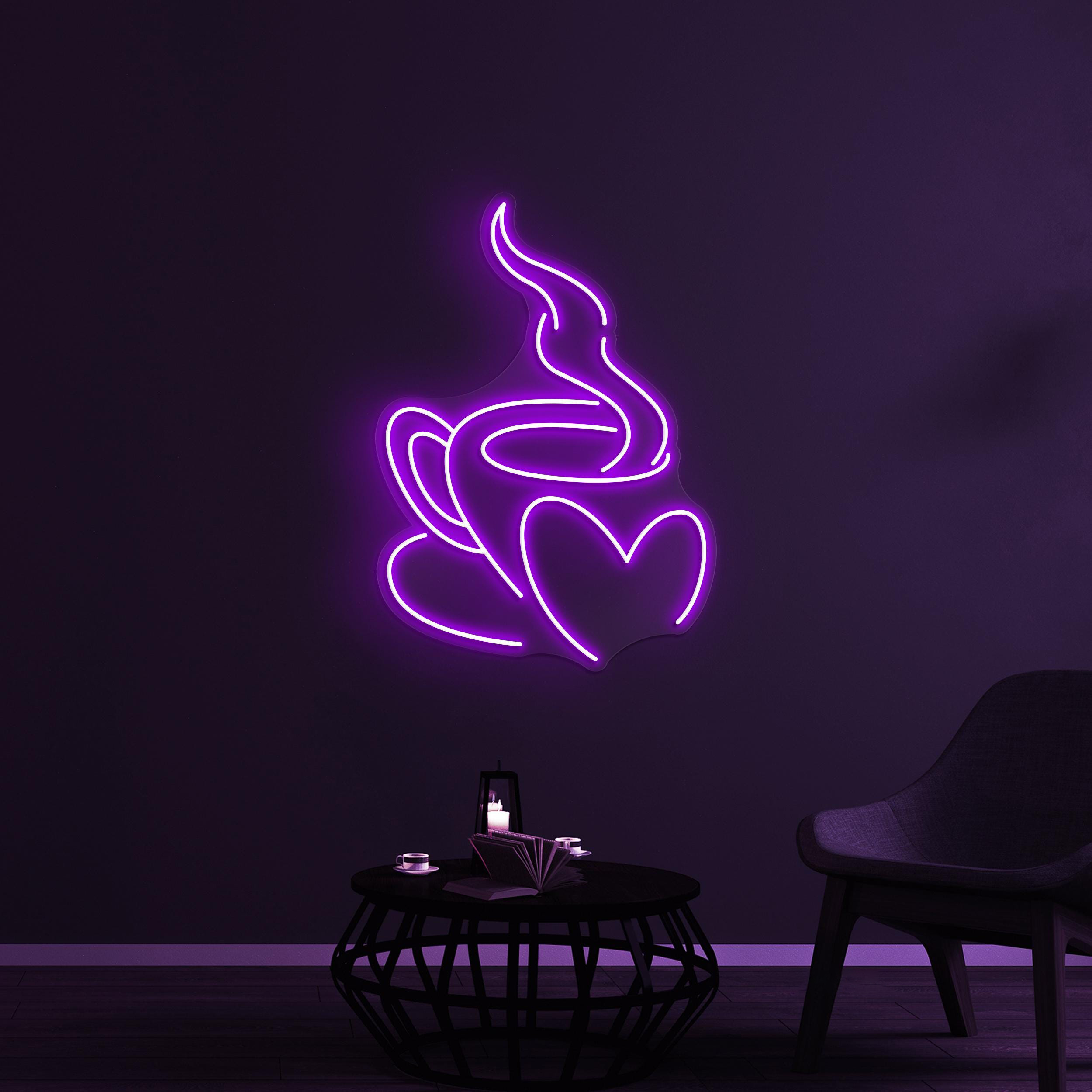 Coffee Love Neon Sign, Coffee Love LED Light, Coffee Cup With Heart Wall Decor, Heart Neon Sign, Coffee Shop Neon Light, Cafe Bar Led Sign