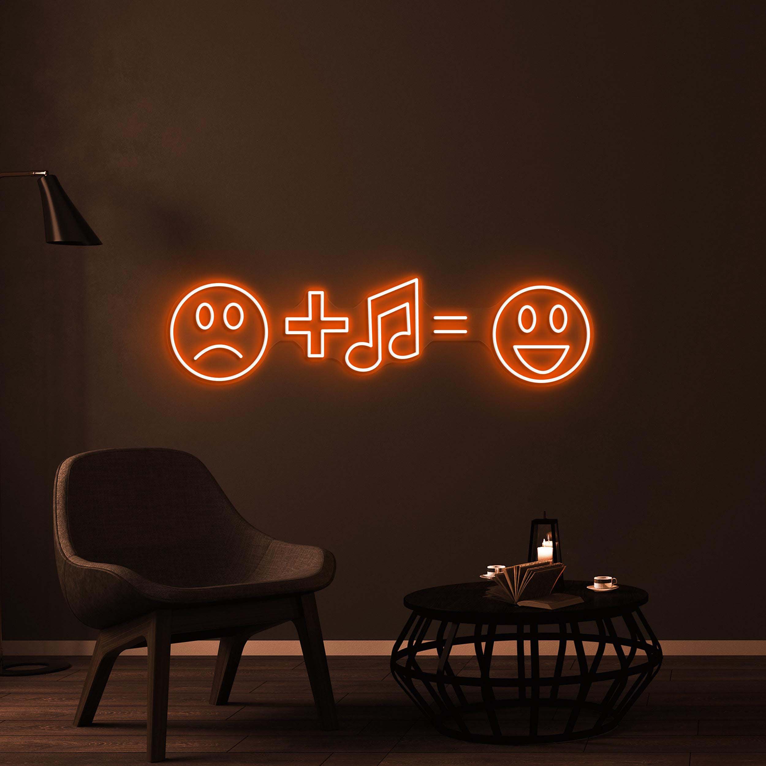 Emoji With Music Neon Sign, Music is the Answer LED Sign, Music Room Wall Decor, Sad and Happy Wall Art, Home Neon Light, Music Club Led Art