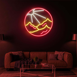 Sun and Mountains Neon Sign, Sun and Mountains LED Light, Sun and Mountains Neon Art, Decor for Home, Cafe & Game Room, Custom Neon Sign
