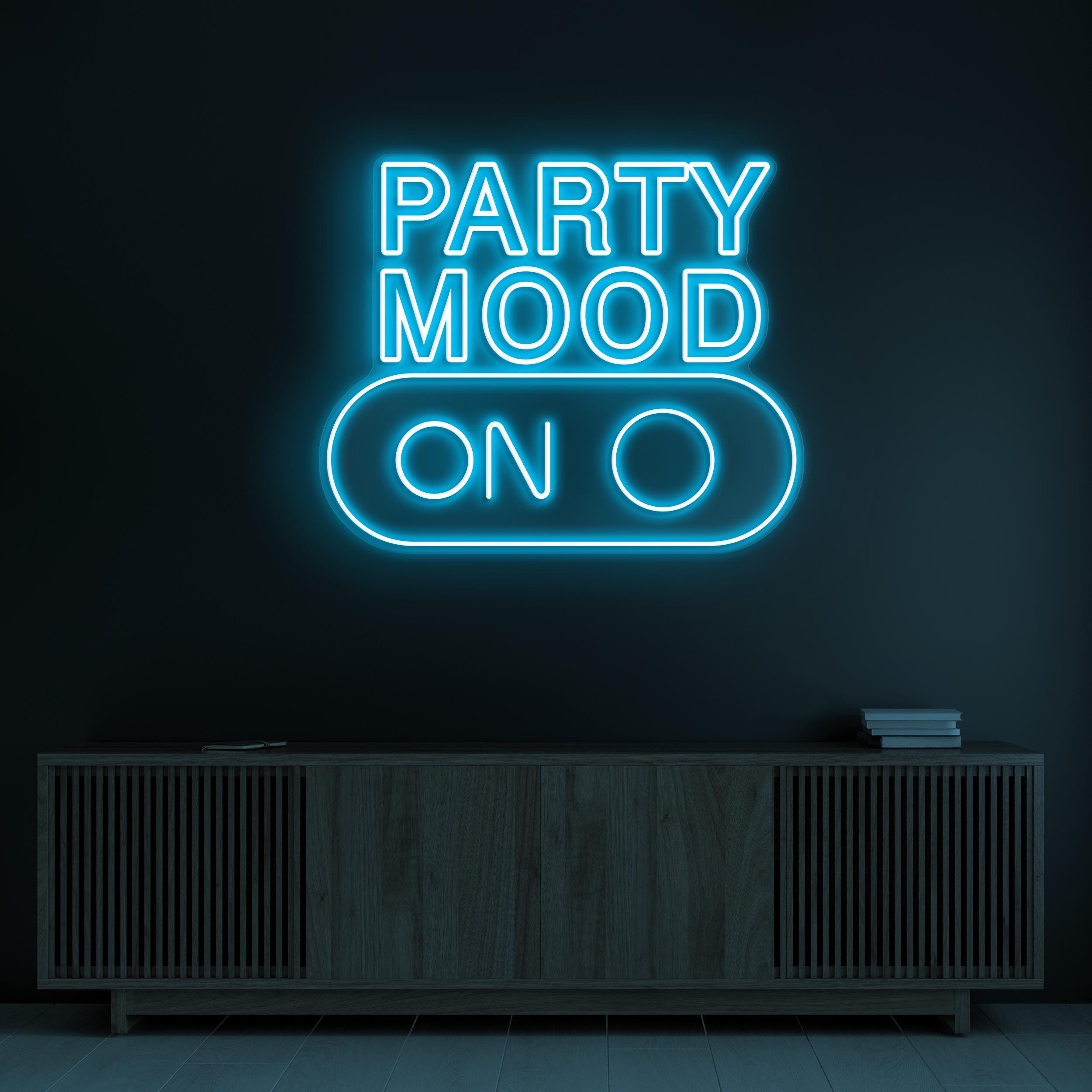 Party Mood On Neon Signs, Party Mood On LED Light, Party Wall Art, Birthday Party Wall Decor, Neon Sign for, Engagement, & Wedding Parties