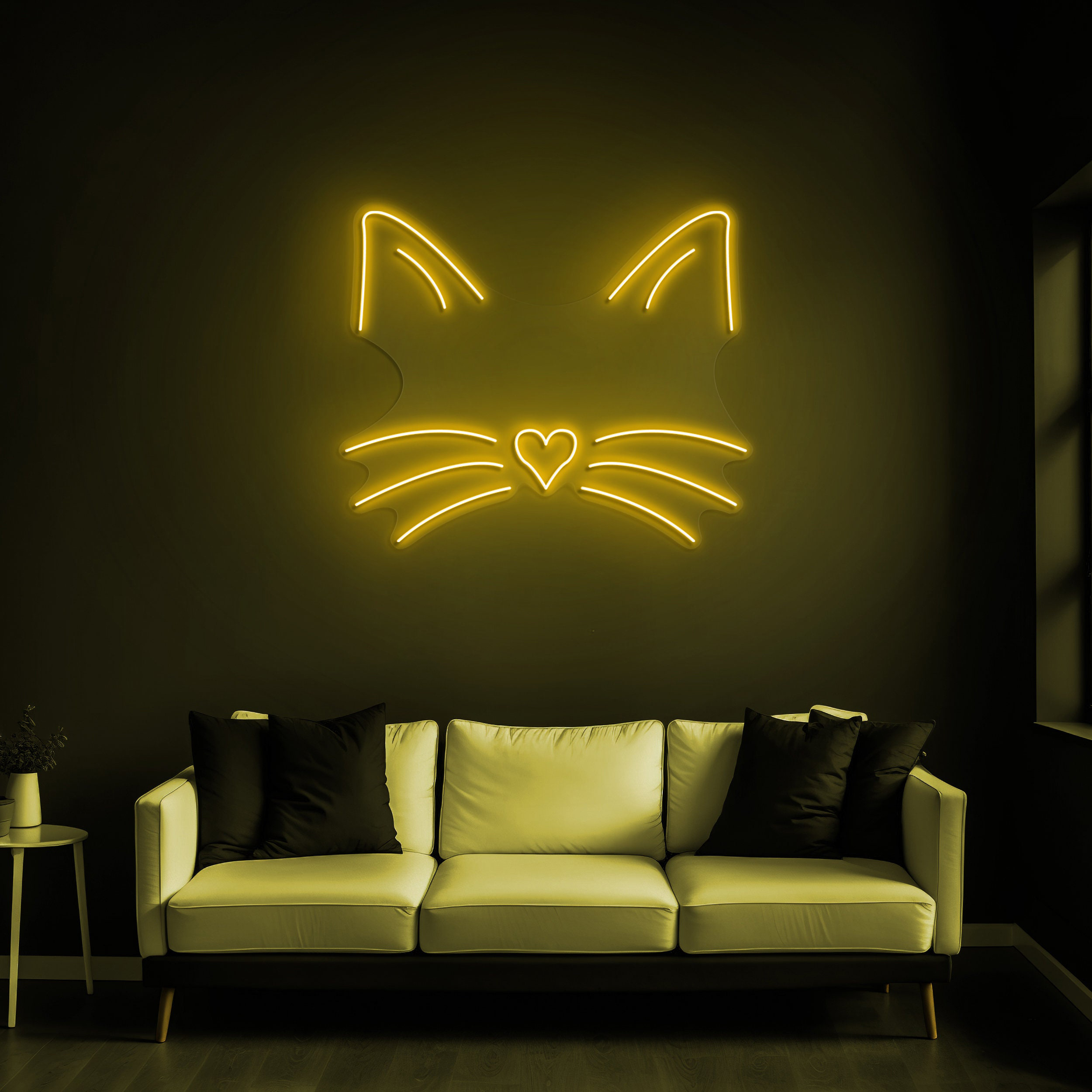 Cat Face Line Art LED Neon Sign, Cute Cat Decor for Kids' Rooms, Perfect Gift for Cat Lovers, Cat Decor, Pet Lover Sign for Home Decor, Gift