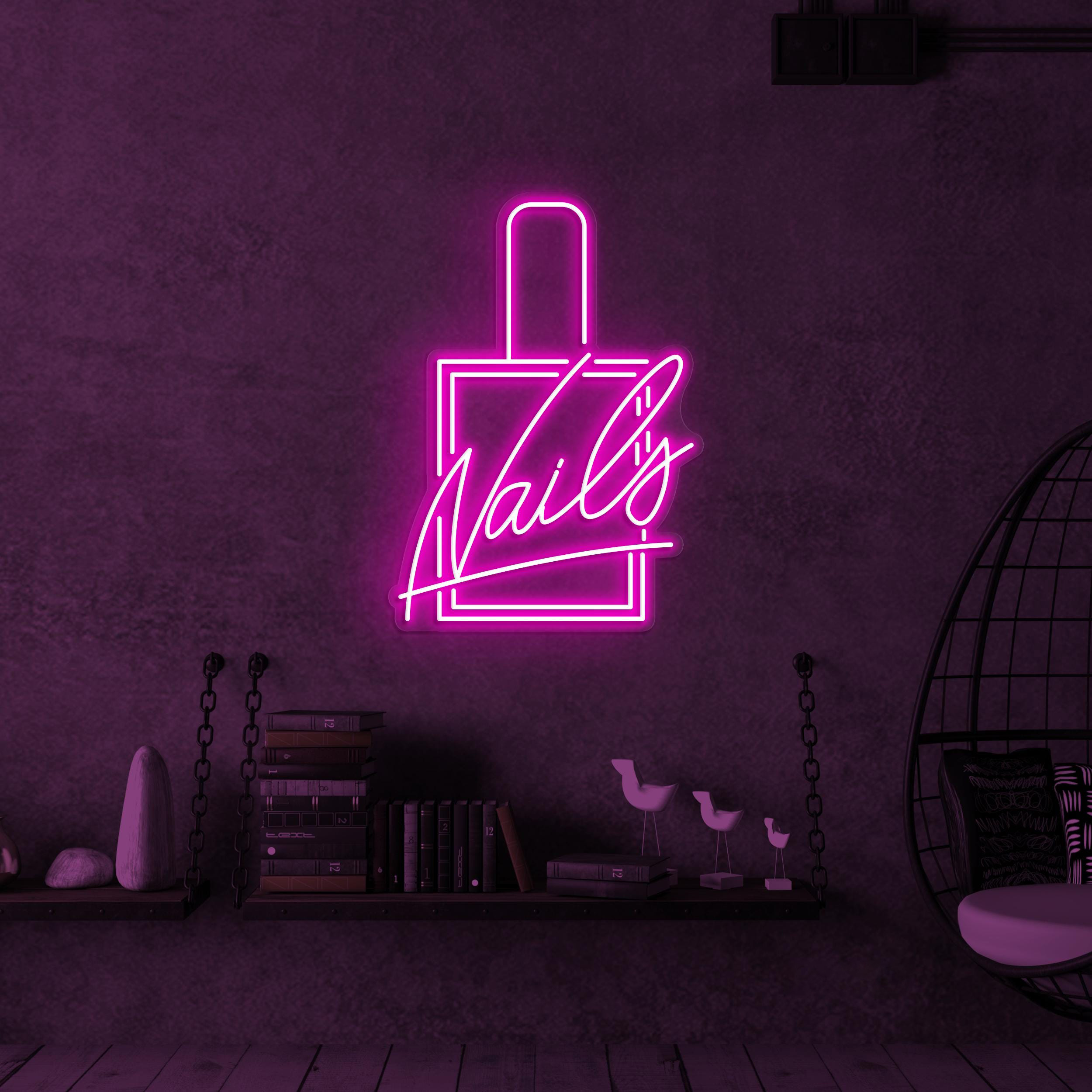 Nails Neon Sign, Nails LED Light, Nail Polish Wall Decor, Nail Logo Wall Art, Beauty Salon Decor, Nail Artist Home Decor, Nail Salon Sign