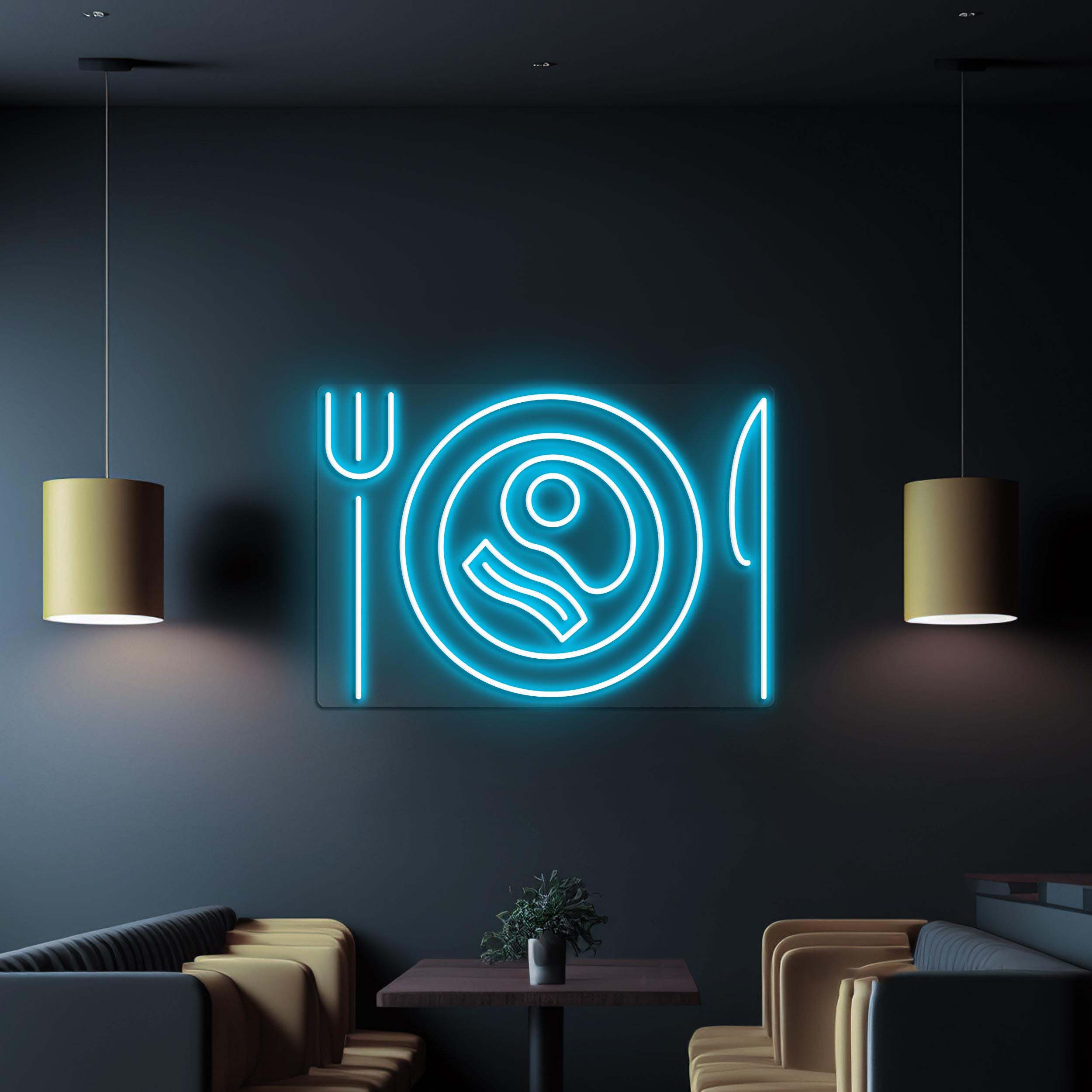 Breakfast Neon Sign, Breakfast LED Light, Fork Plate Knife Wall Decor, Food Shop Wall Art, Kitchen Neon Light, Egg & Bacon Neon Wall Art