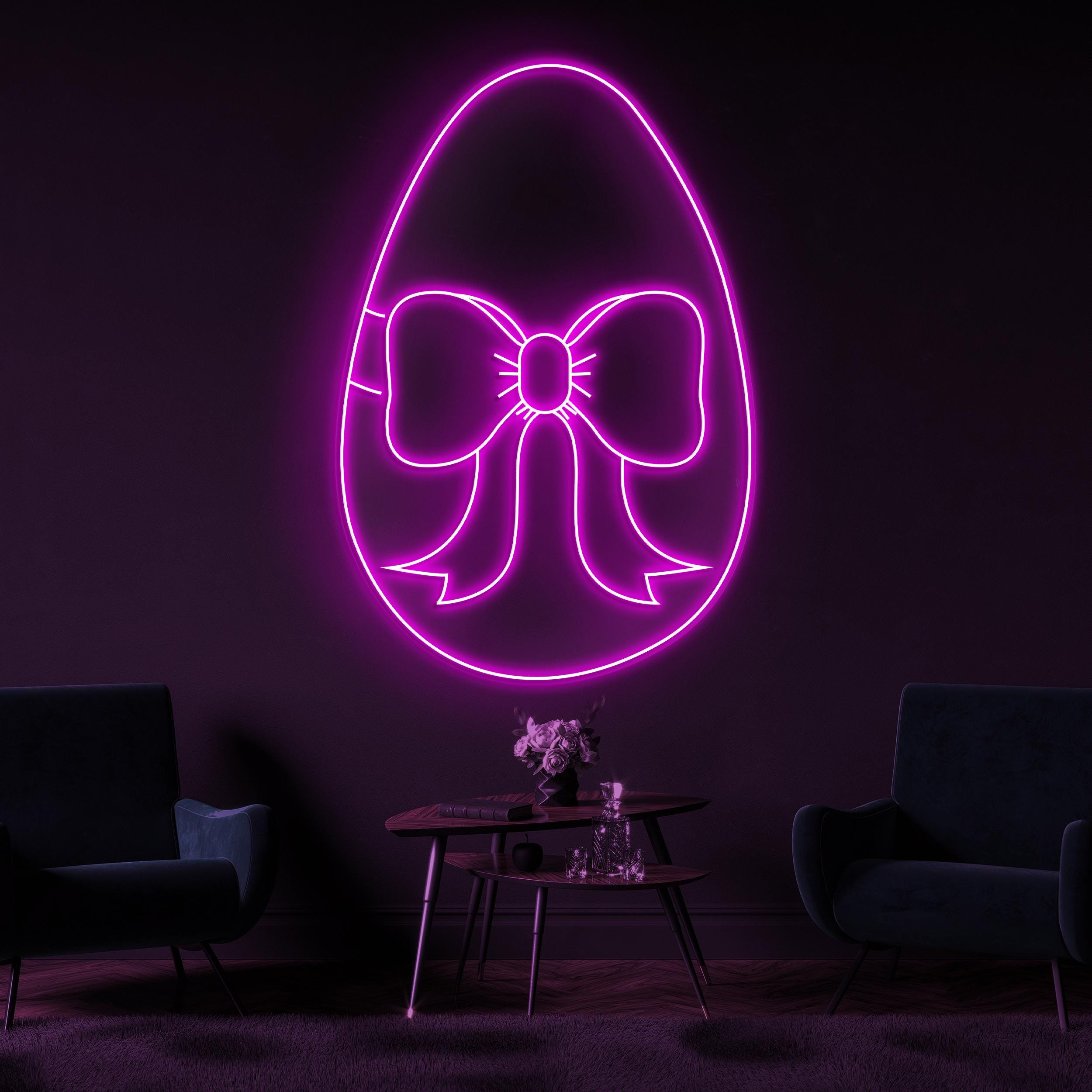 Easter Egg Neon Sign, Bow Egg LED Light, Easter Egg With Bow Decor, Kids Room Wall Art, Holiday Neon Decor, Festive Neon Light, Gift Art