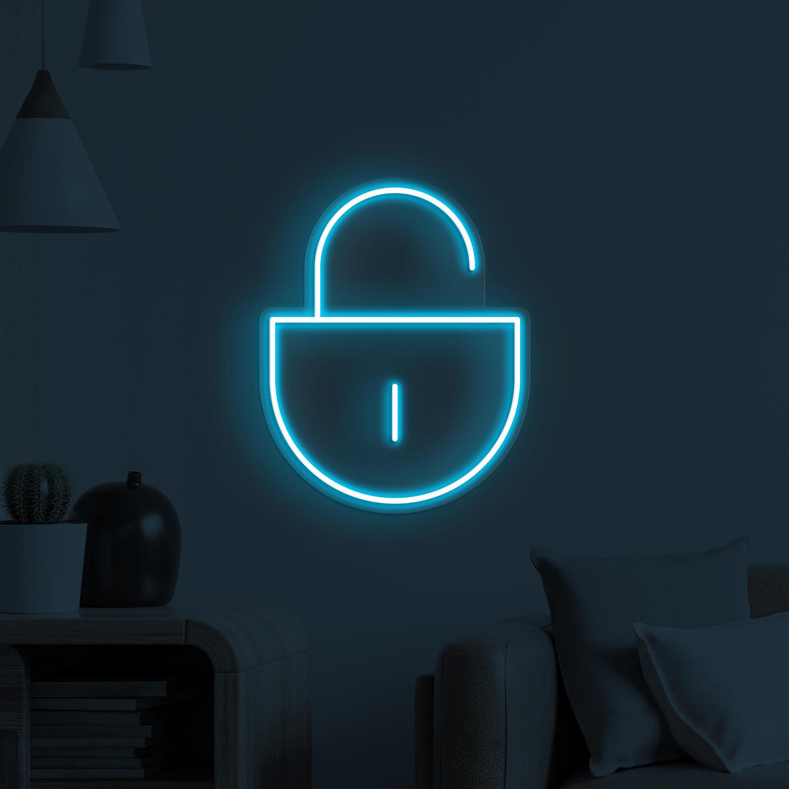 Lock Neon Sign, Unlocked LED Light, Lock Wall Art, Open Lock Wall Decor, Home Wall Decor, Security Neon Sign, Cafe and Bar Neon Light, Gift