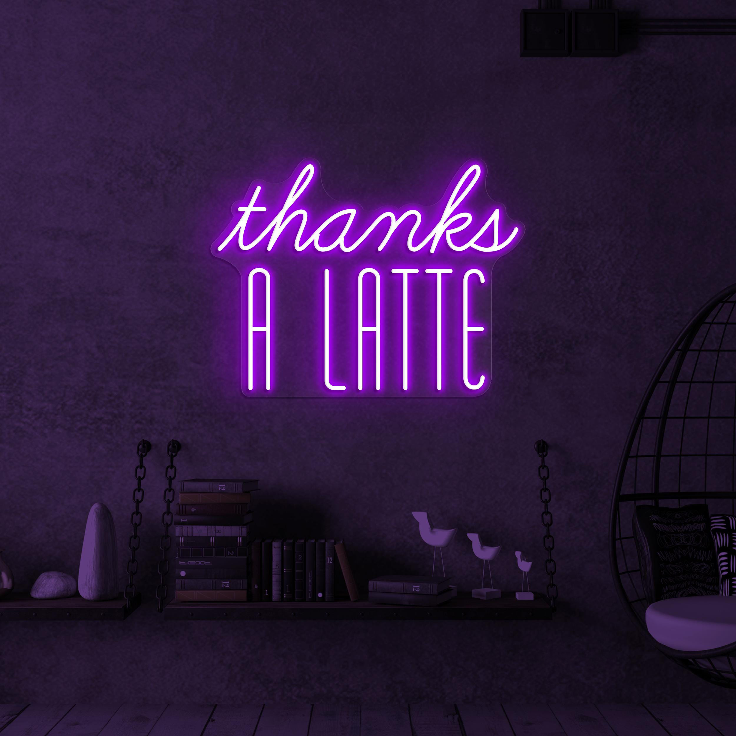 Thanks a Latte Neon Sign, Thanks a Latte LED Light, Coffee Shop Wall Art, Custom Neon Sign, Food Shop Neon Light, Restaurant Wall Decor