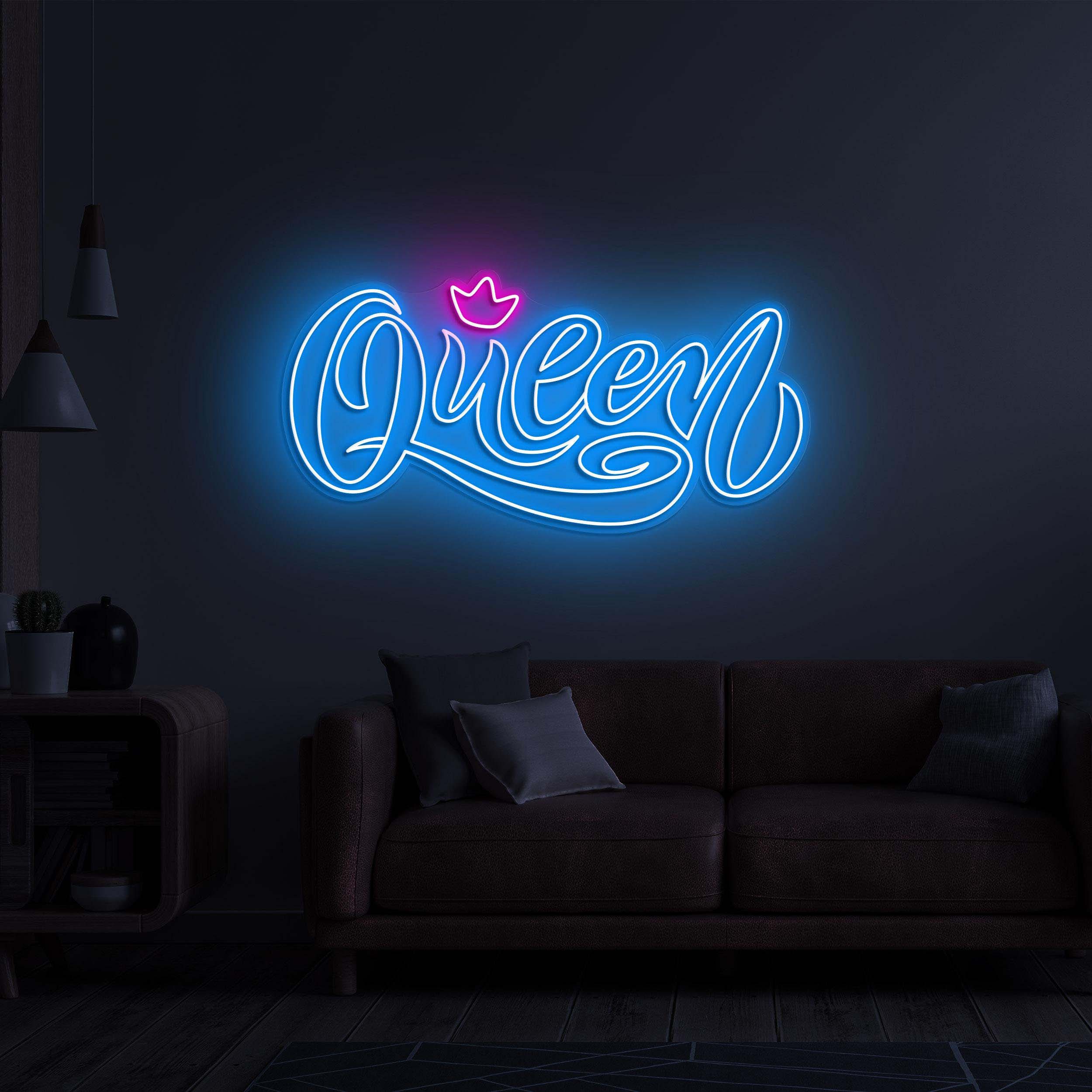 Queen Neon Sign, Queen LED Light, Queen LED Neon Art, Queen of Hearts Wall Art, Home Wall Decor, Mother's Day Gift, Wedding Party Wall Art,