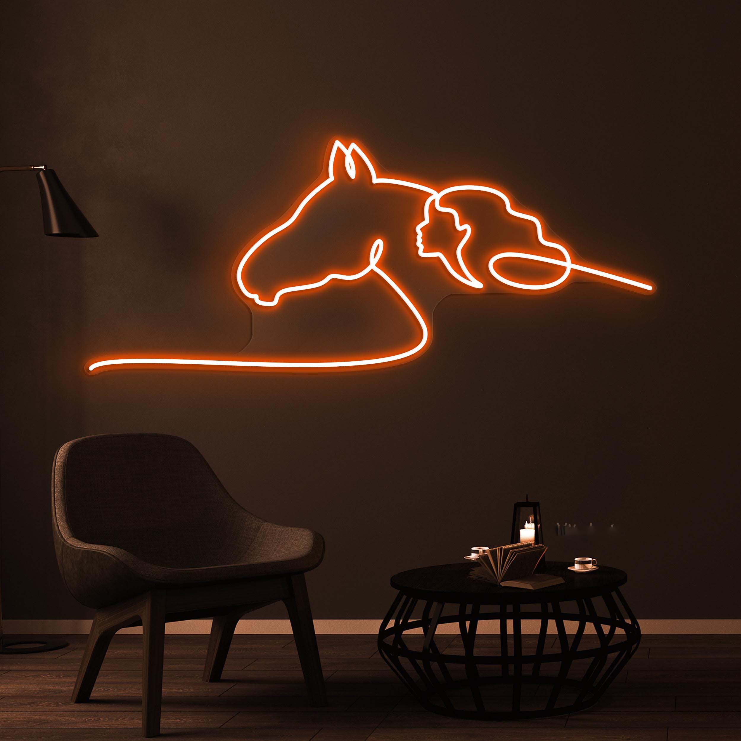 Horse and Woman Neon Sign, Horse and Woman LED Light, Girl Horse Riding Wall Art, Animal Shop Wall Decor, Horse Ride Club Light, Horse Lover