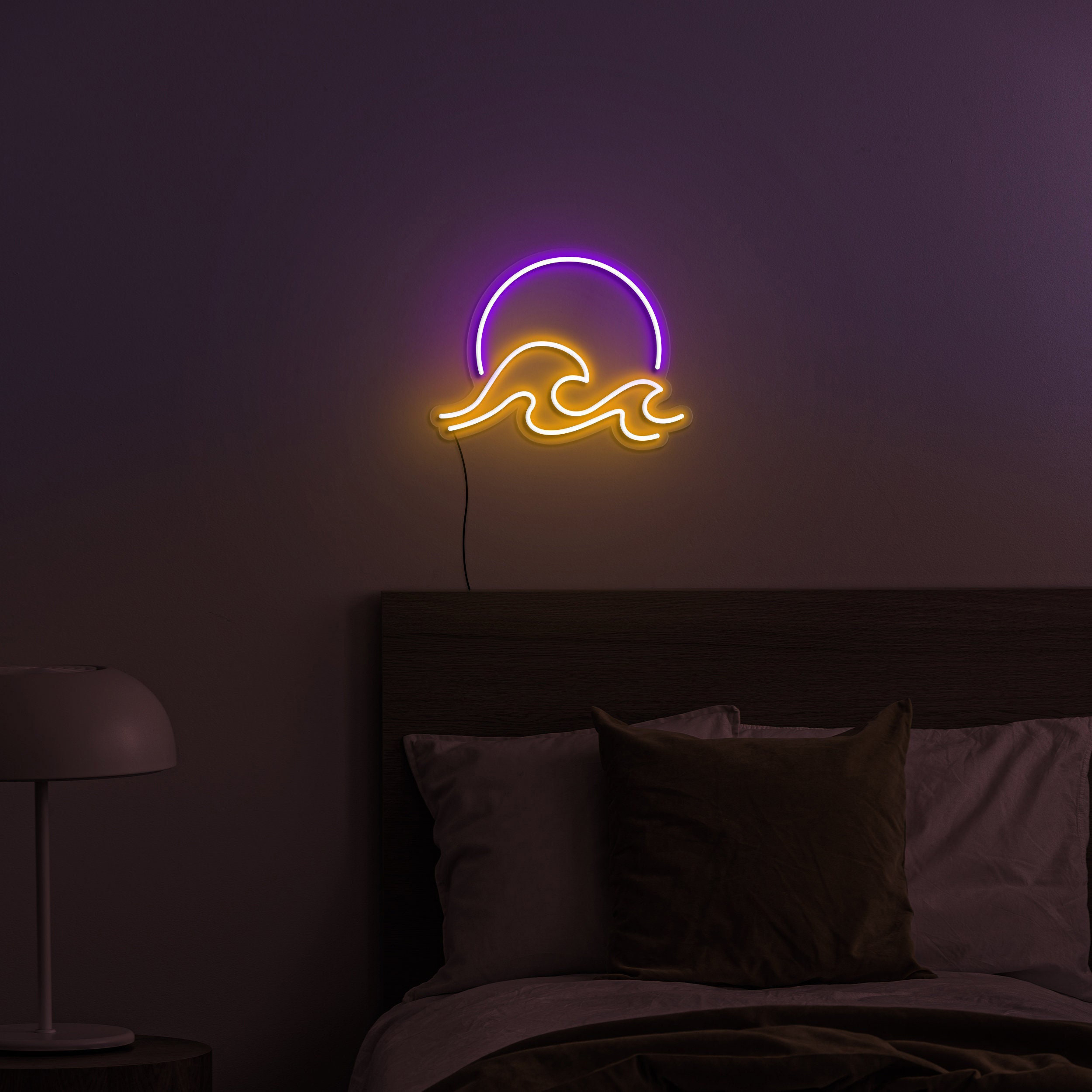 Sunrise Sunset Neon Sign, Sun & Sea Wave LED Wall Decor, USB Powered Ocean Surf Light, Bedroom, Living Room, Cafe Decoration, Party Decor