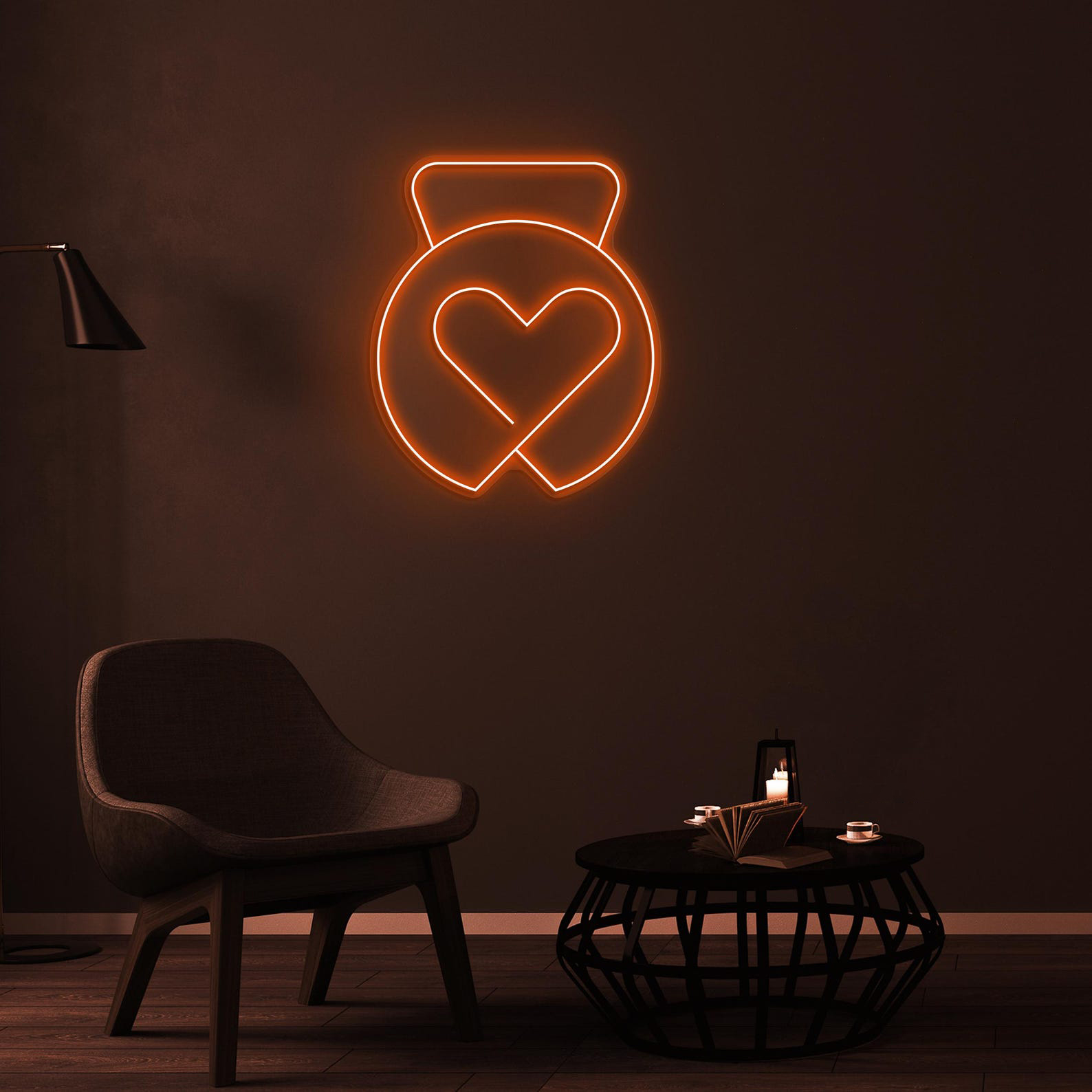 Kettlebell Neon Sign, Heart With Kettlebell Led Light, Love Wall Decor, Romantic Wall Art, Gym Neon Light, Workout Neon Sign, Gift Idea