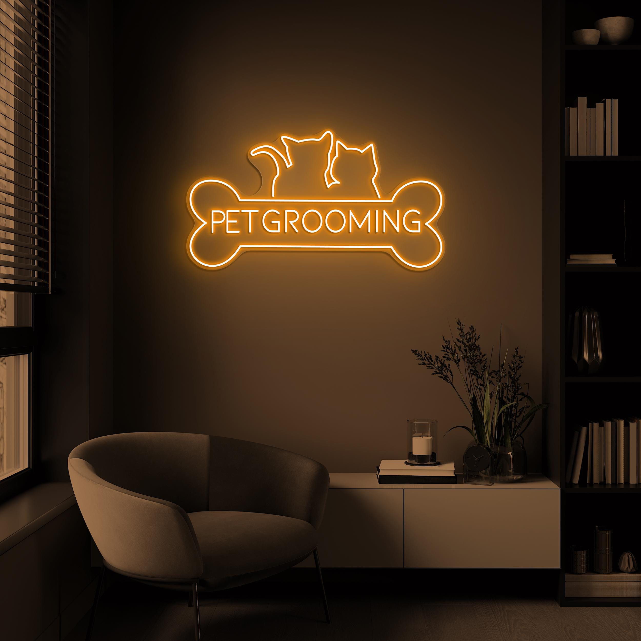 Pet Grooming Neon Sign, Pet Grooming LED Light, Dog Cat Pet Service Decor, Pet Shop Wall Art, Animal Neon Light, Pet Grooming Salon Art