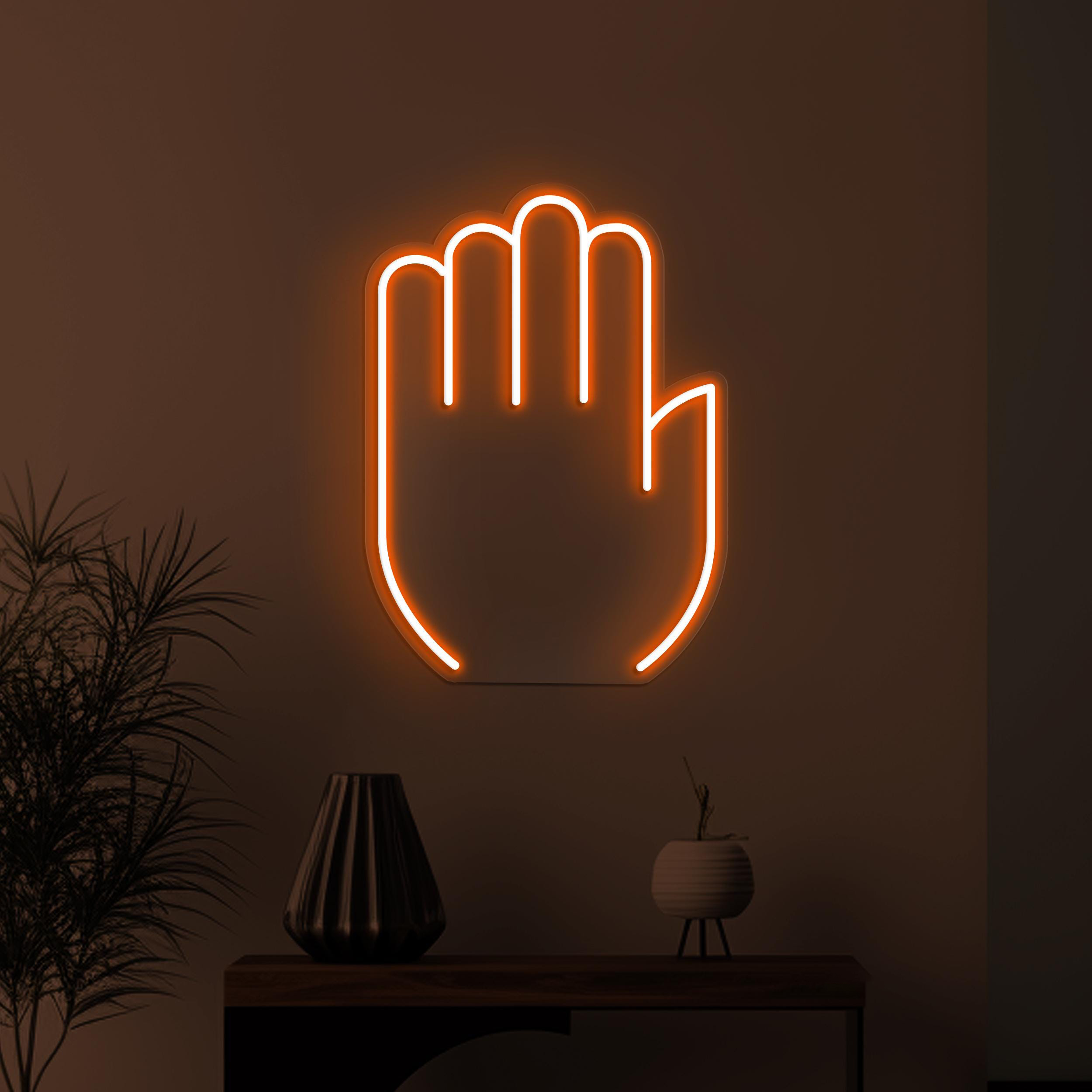 Hand Palm Neon Sign, Hand Palm LED Neon Art, Stop Hand LED Light, Halt Neon Sign, Home Wall Decor, Personalized Neon Sign, Office Neon Light