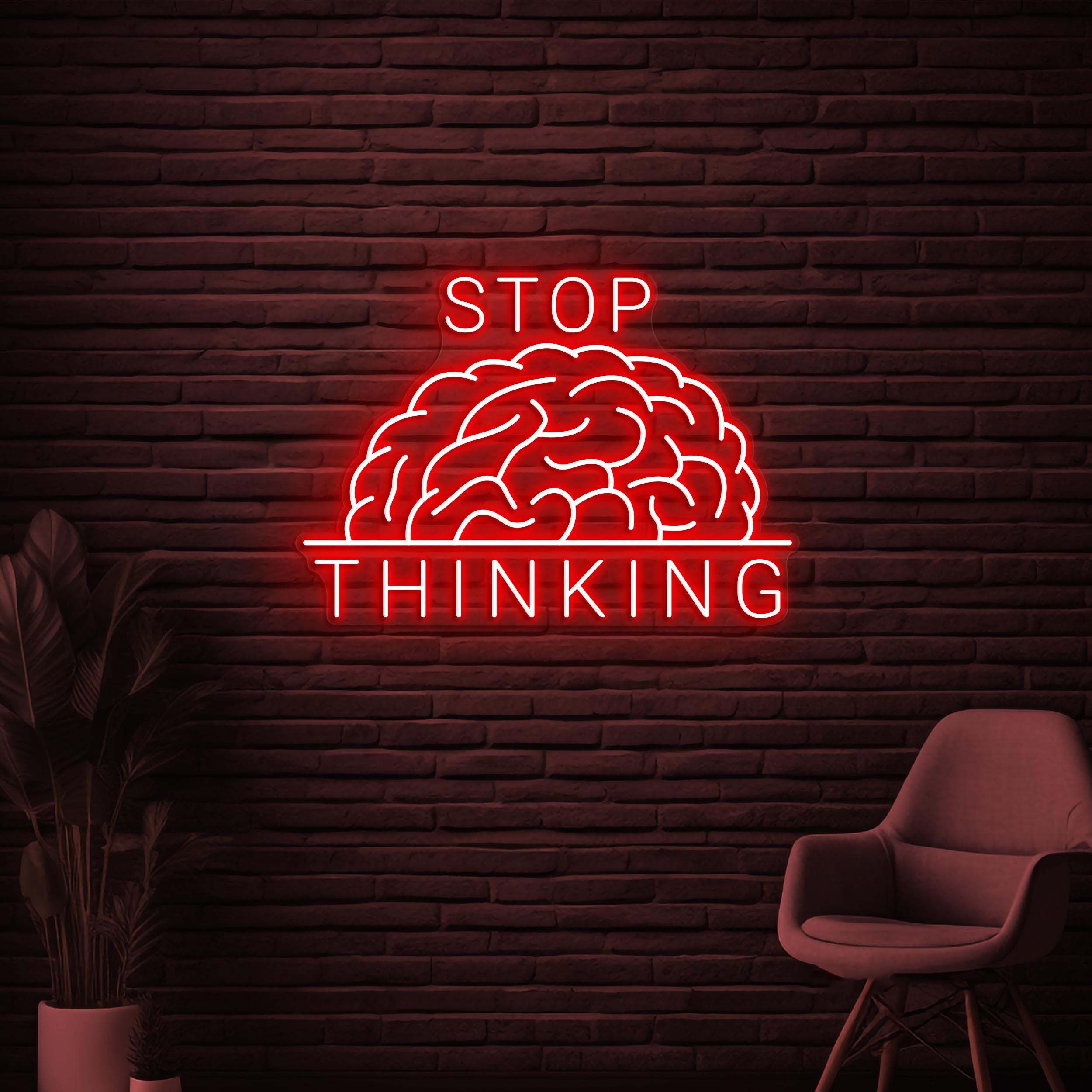 Stop Thinking Neon Sign, Stop Thinking LED Sign, Brain Wall Decor, Chill Wall Light, Home Wall Decor, Hospital Wall Art, Game Room Neon Sign