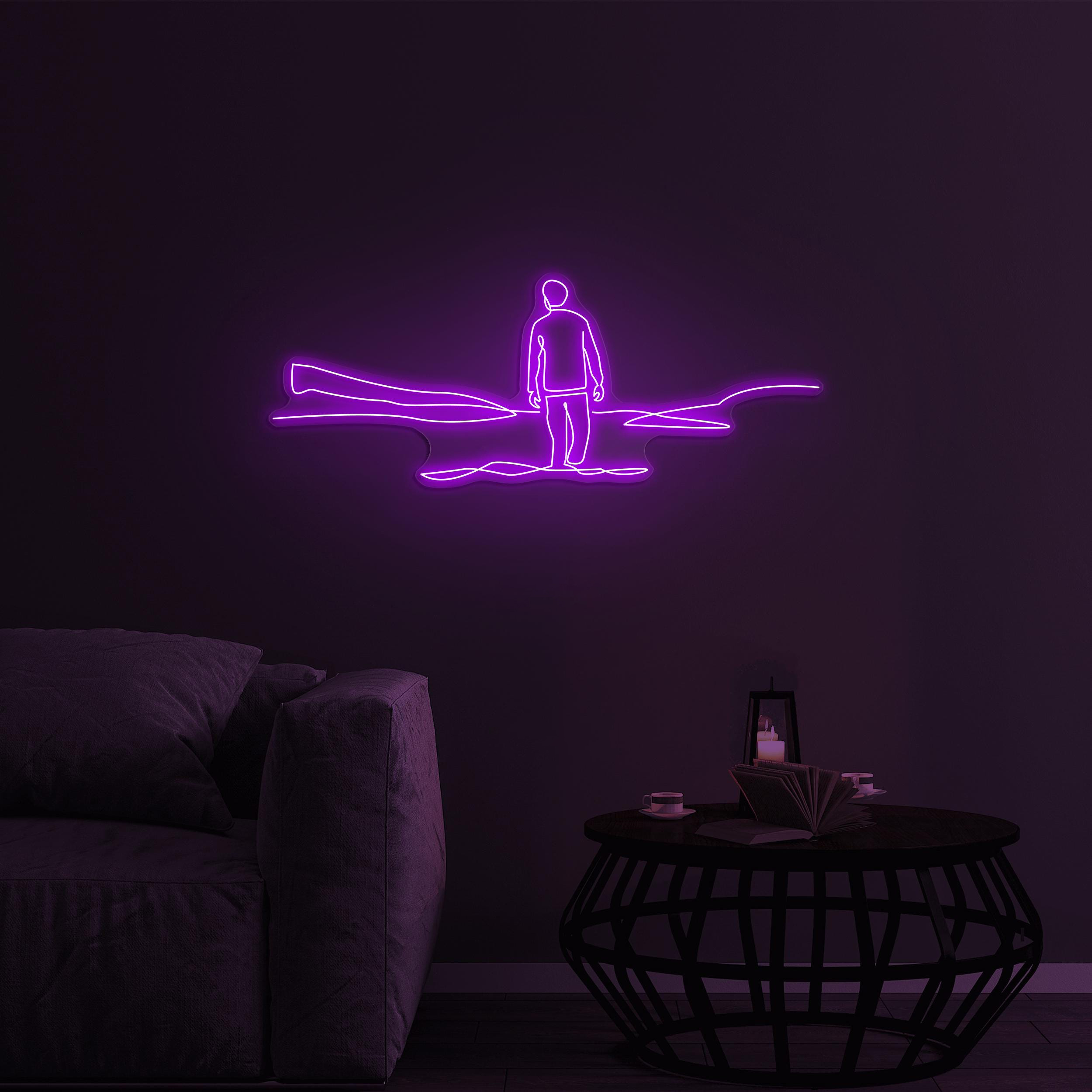 Man on a Cliff Neon Sign, Cliffhanger LED Light, Man on a Cliff LED Neon Art, Home Wall Decor, Adventure Wall Decor, Mountain Adventure Sign