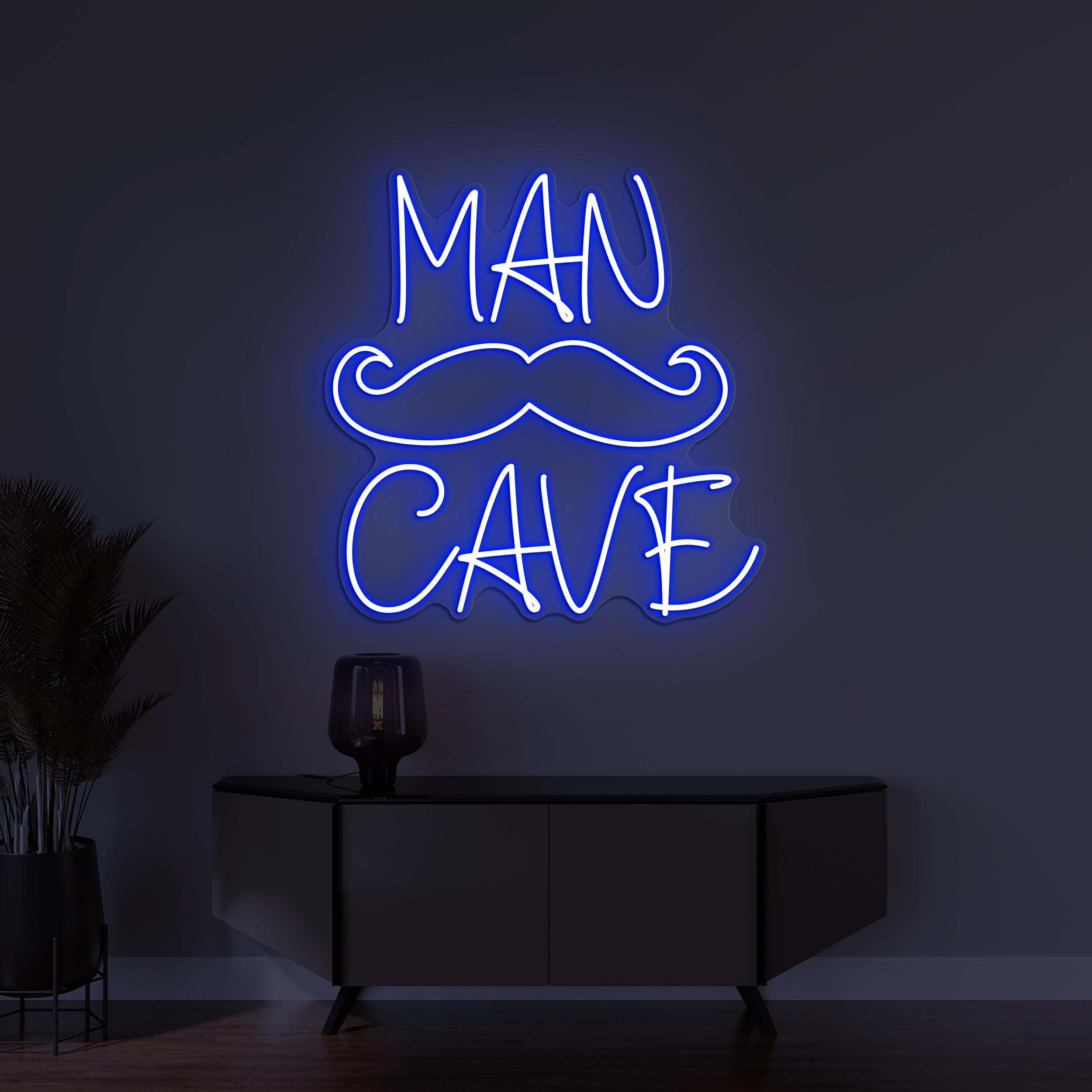 Man Cave Neon Sign, Man Cave Light, Man Cave Bar Wall Decor, Mustache Wall Art, Beer Cave Gift for Men, Gifts for Dad, Man Cave Pub Bar Art