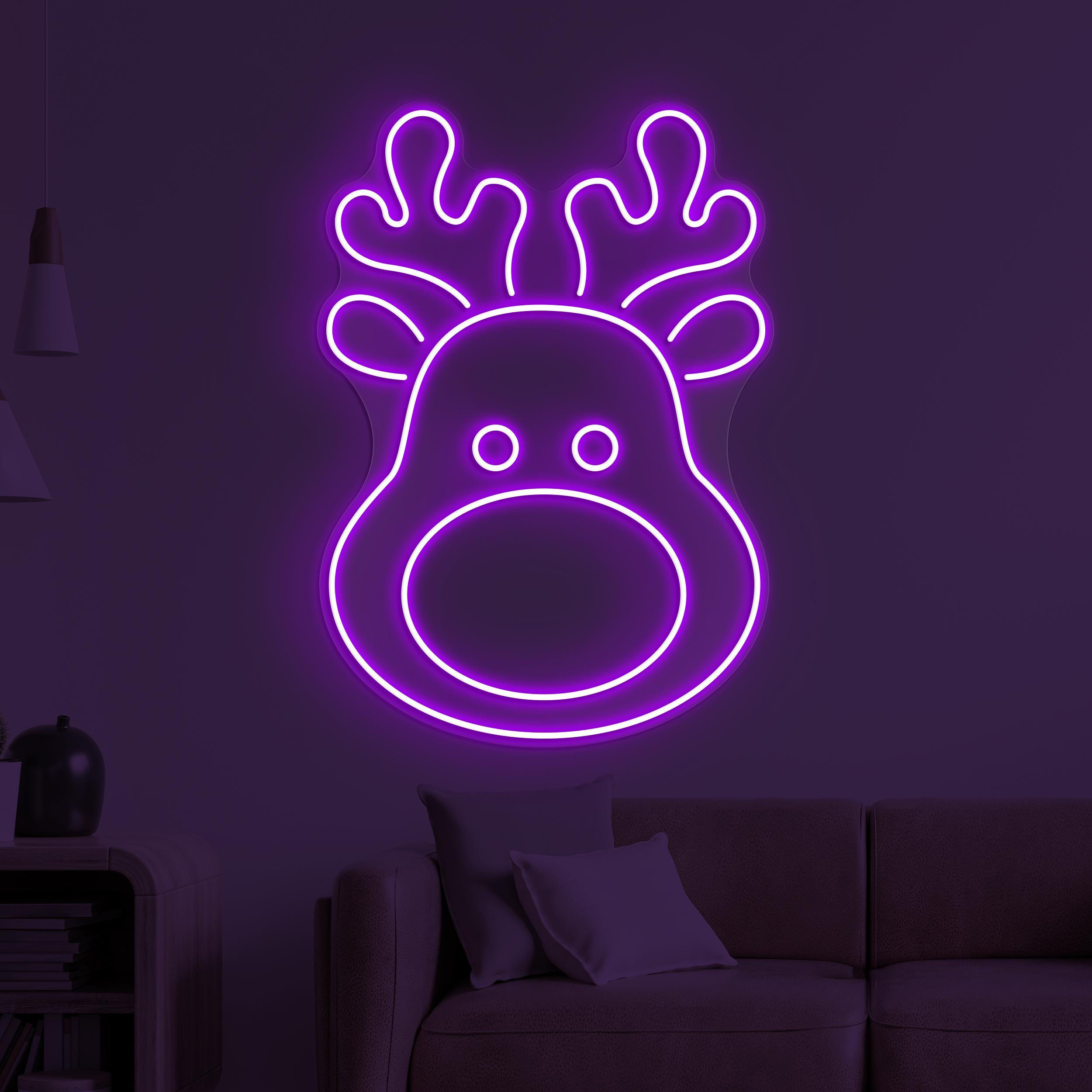 Reindeer Neon Sign, Reindeer LED Light, Deer Head Wall Decor, Animal Shop Wall Art, Christmas Home Decor, Zoo Neon Light, Party Wall Art