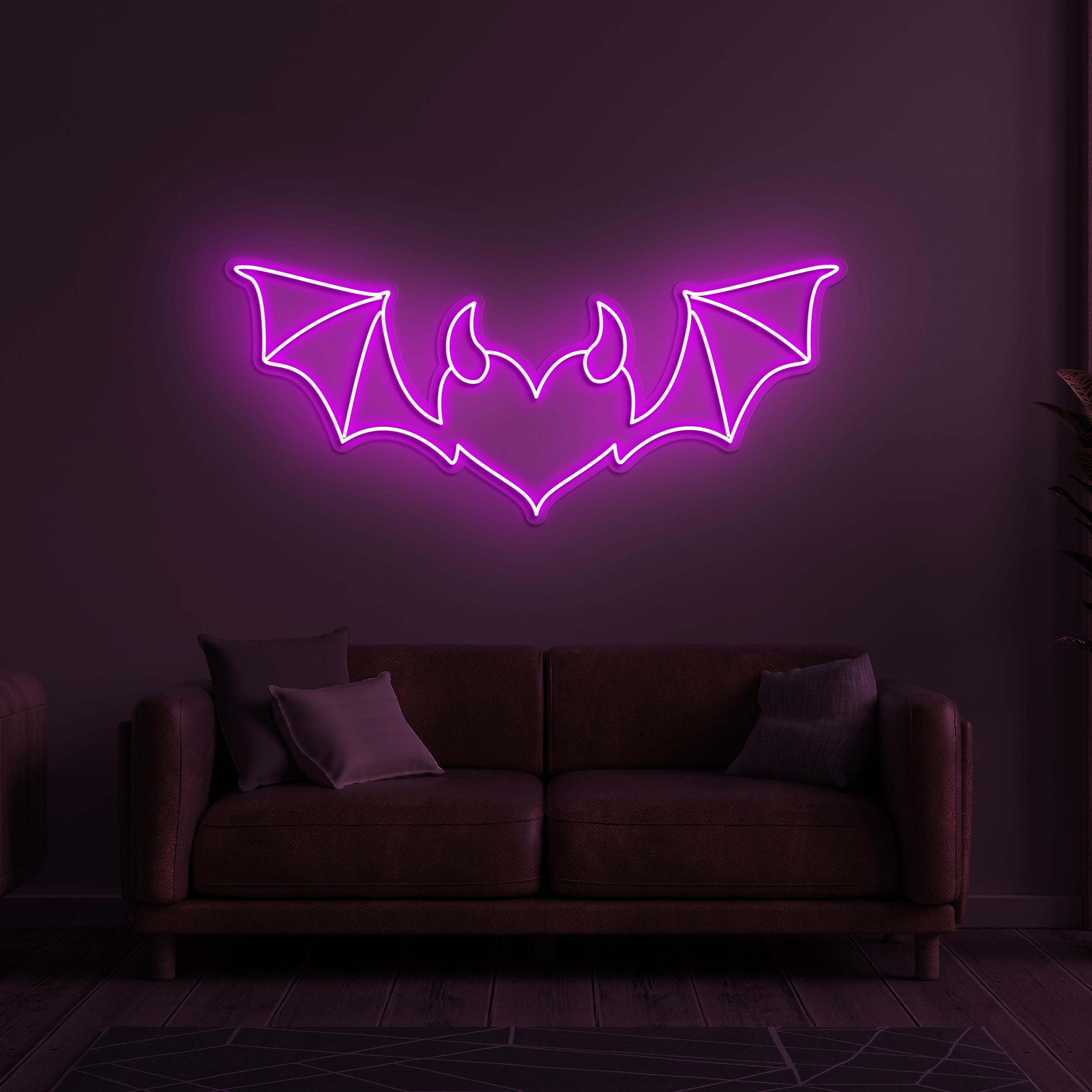 Devil Heart with Wings Neon Sign, Devil Heart with Wings LED Light, Halloween Party Decor, Demon Heart Wall Art, Decor for Home, Shop, Bar