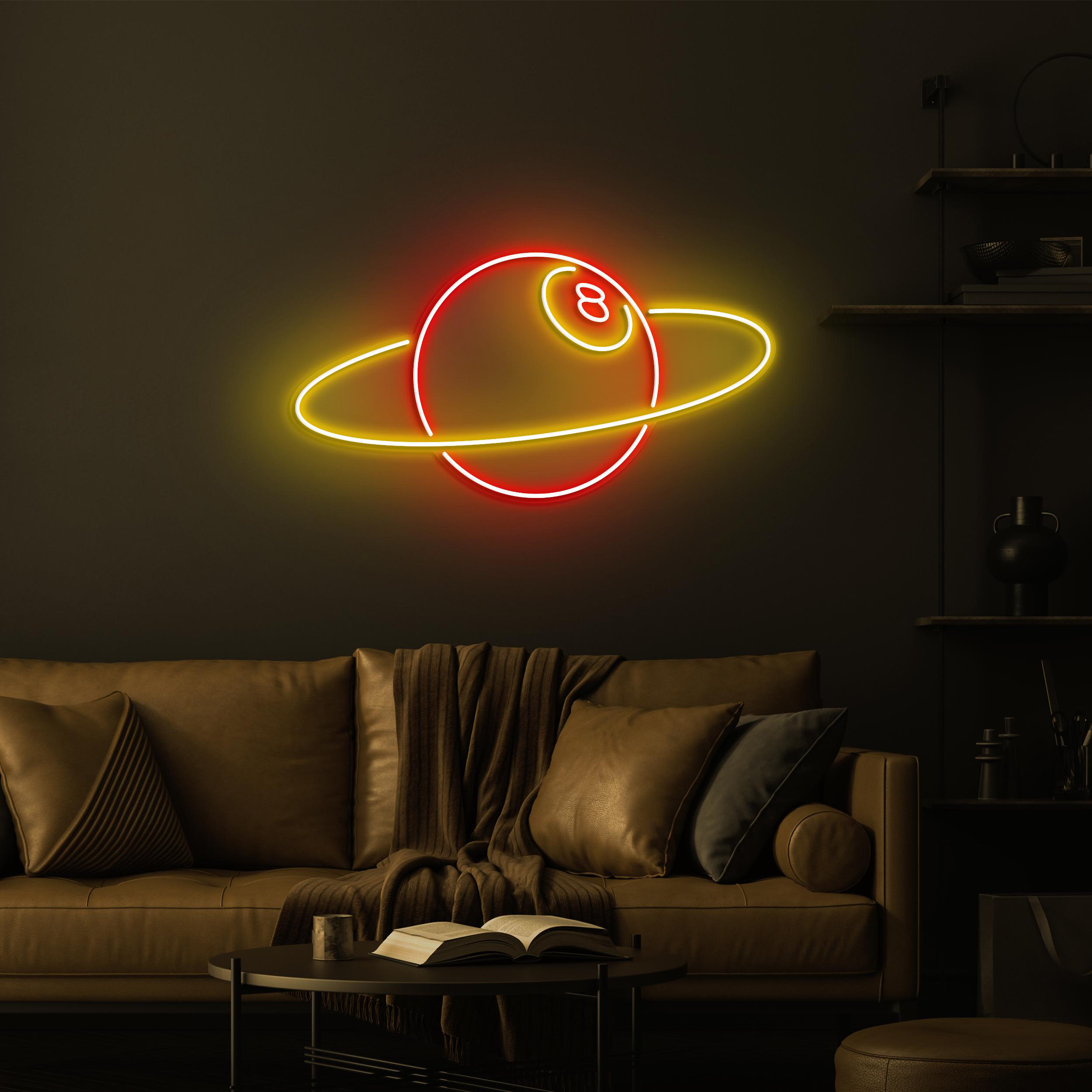 8-Ball Planet Neon Sign, 8-Ball Planet LED Light, Planet LED Neon Art, Space 8-Ball Wall Decor, Sports Shop Decor, Game Room Art, Ball Love