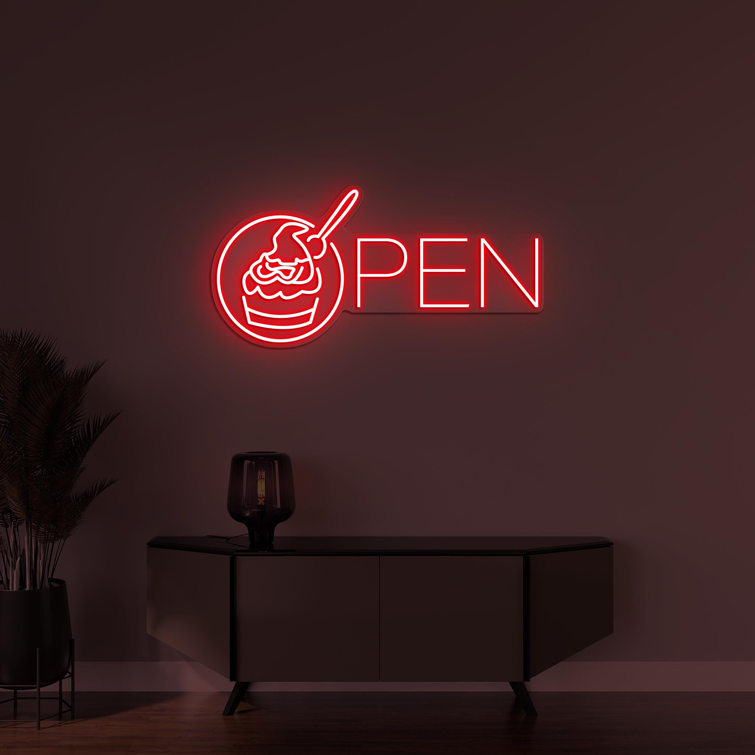 Cupcake Open Neon Sign, Cupcake Open LED Light, Cake Shop Wall Art, Business Logo Sign, Sweet Shop Neon Art, Dessert Shop Decor, Custom Sign
