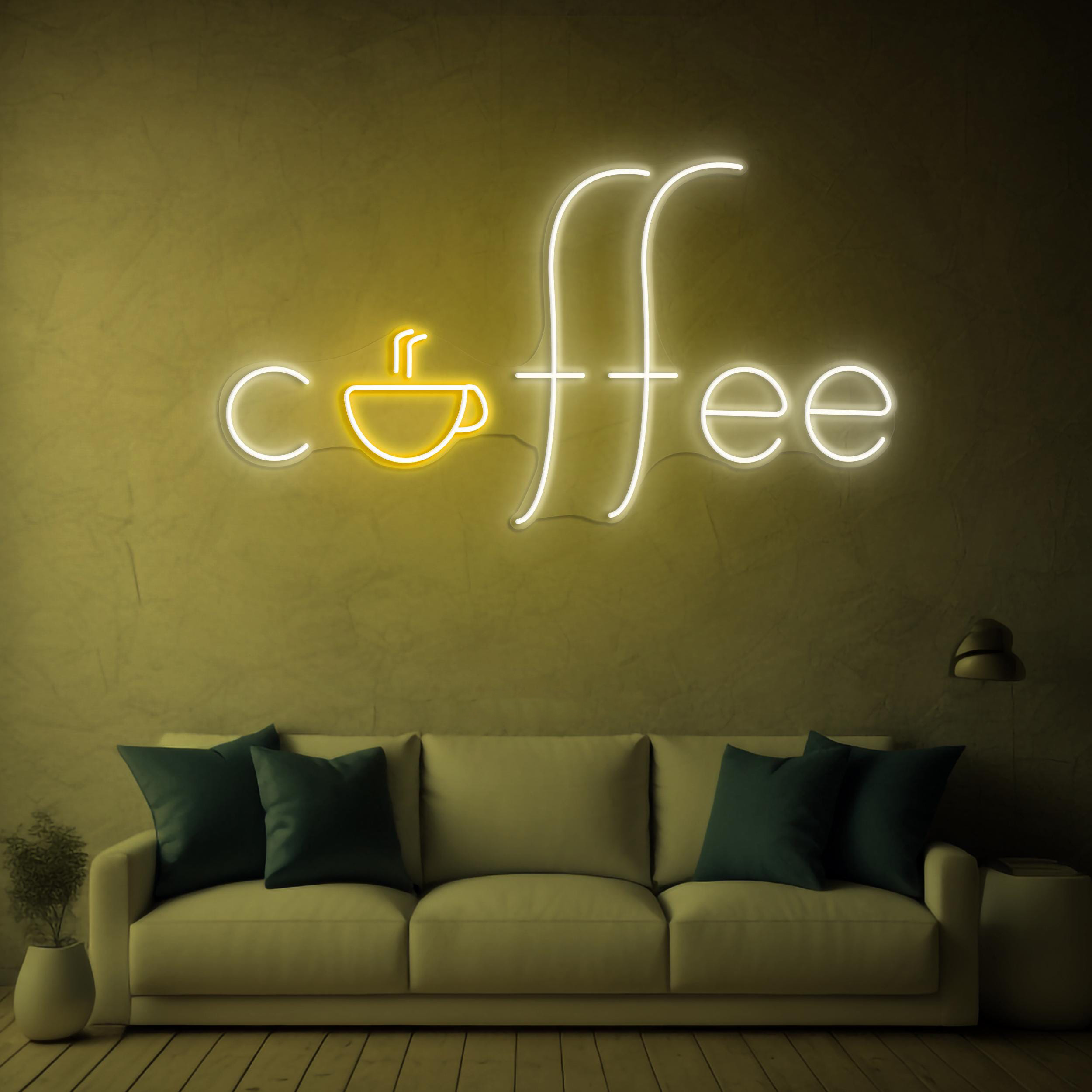 Coffee Neon Sign, Coffee LED Light, Coffee Cup Wall Art, Coffee Cup Logo, Decor for Store, Shop, Bar, Cafe & Home, Coffee Cup Welcome Sign
