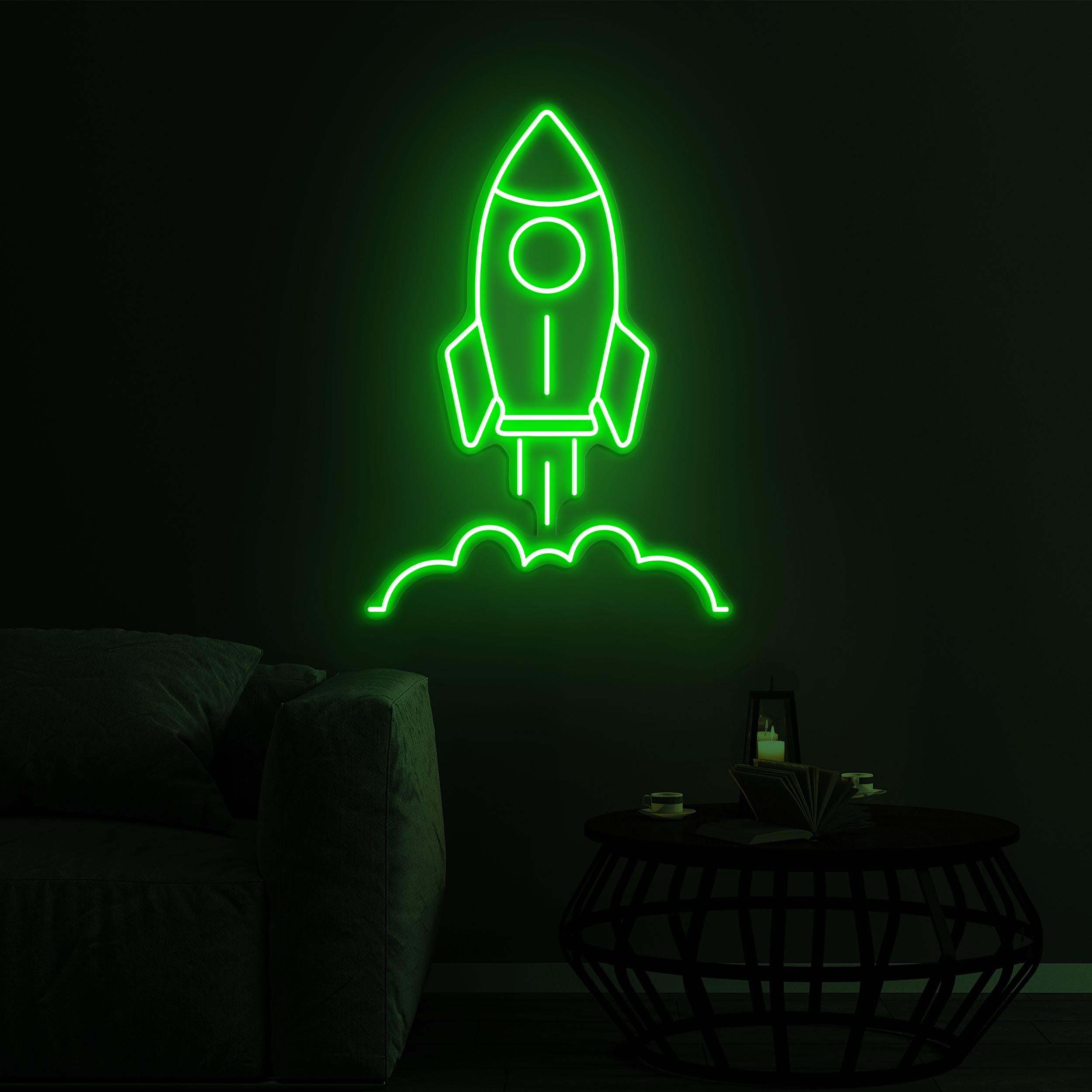 Rocket Neon Sign, Rocket LED Light, Spaceship Wall Art, Spacecraft Sign, Decor for Home, Kid's Room, Gaming Room, Shops, Rocket Hanging Art