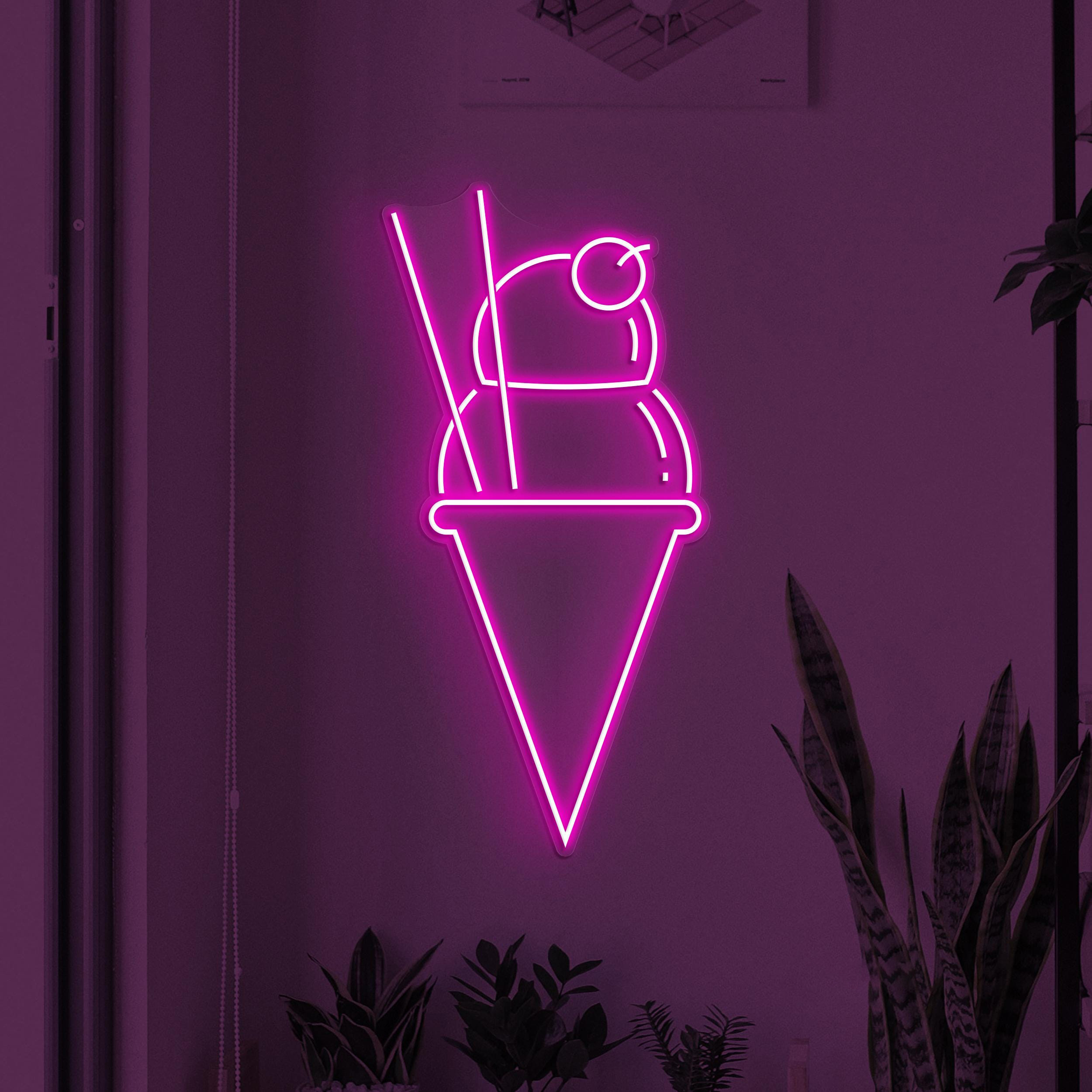 Ice Cream Neon Sign, Ice Cream LED Light, Ice-cream Spot Wall Decor, Cone Ice Cream Wall Art, Sweet Treat Neon Light, Dessert Shop Led Sign