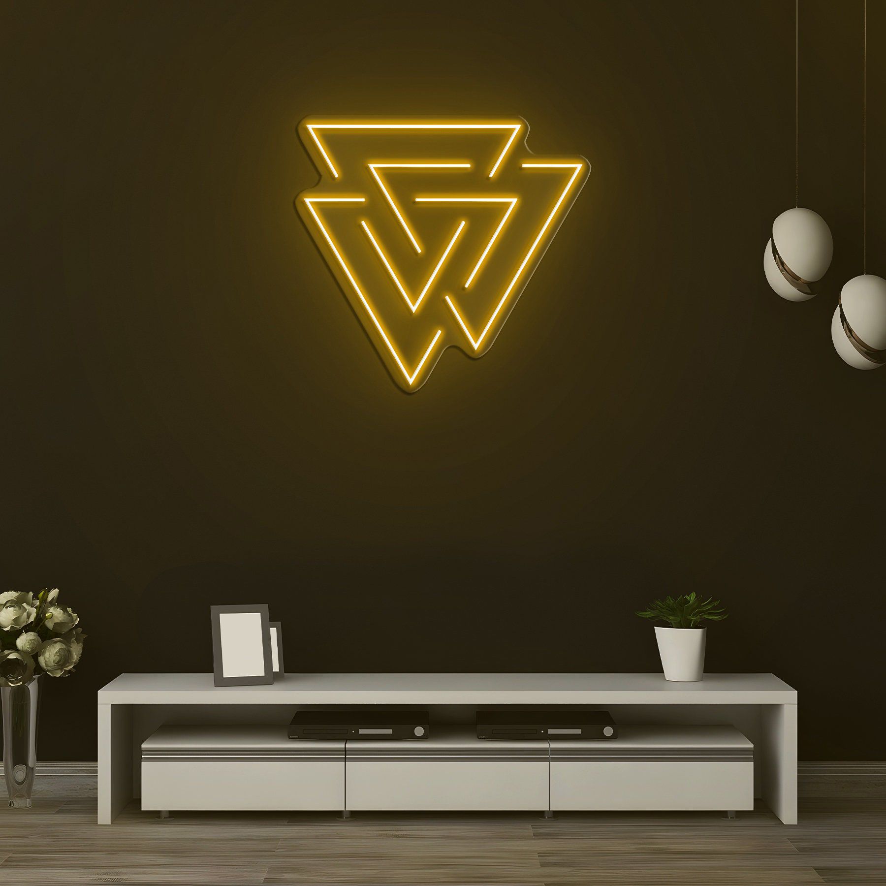 Interlocking Triangles Neon Sign, Geometric LED Light, School Decor Sign, Lab Decor, Triangles Decor for Living Room, Bedroom, or Office