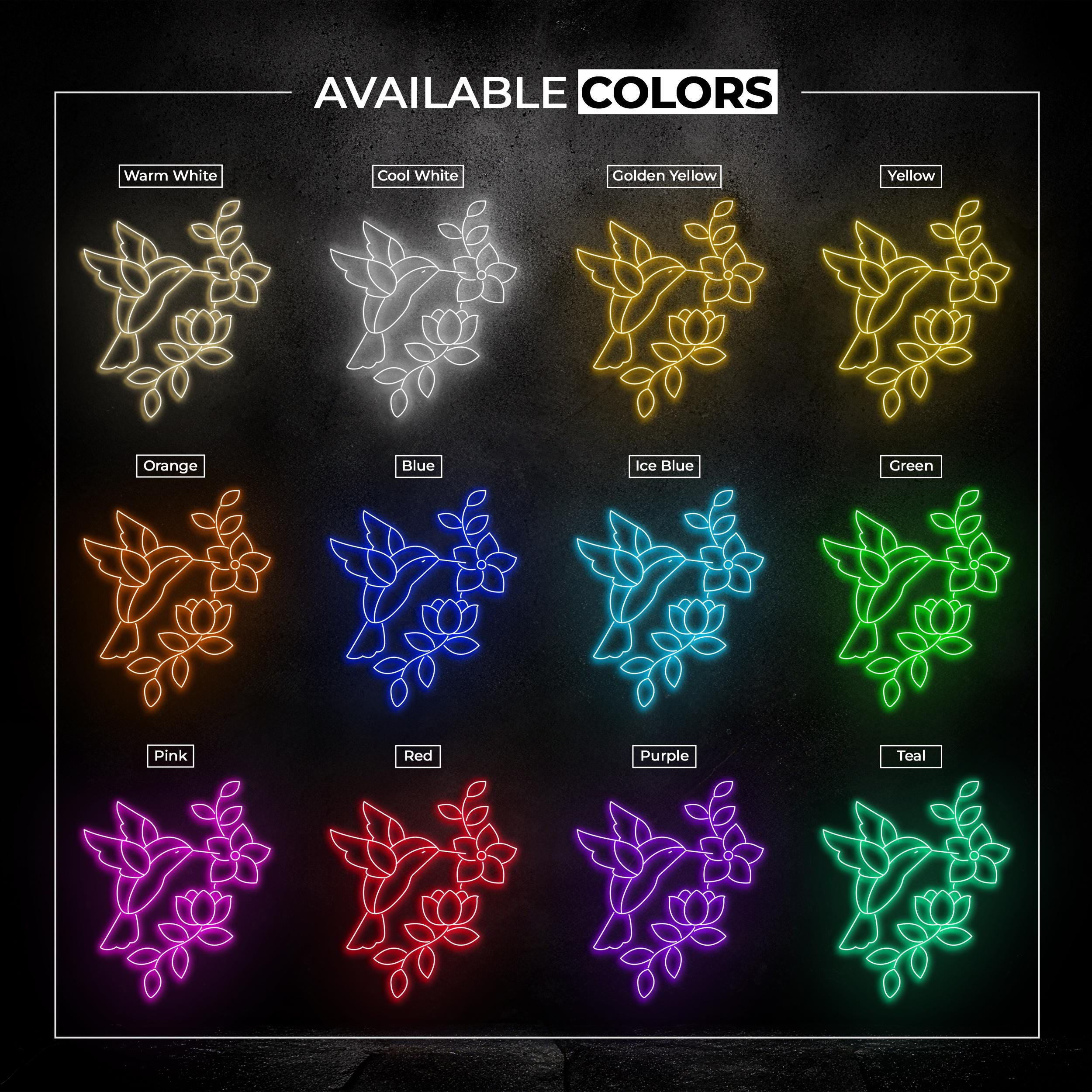 Hummingbird and Flowers Neon Sign, Hummingbird and Flowers LED Light, Flying Bird Neon Art, Garden Wall Decor, Nursery Room Neon Light, Gift