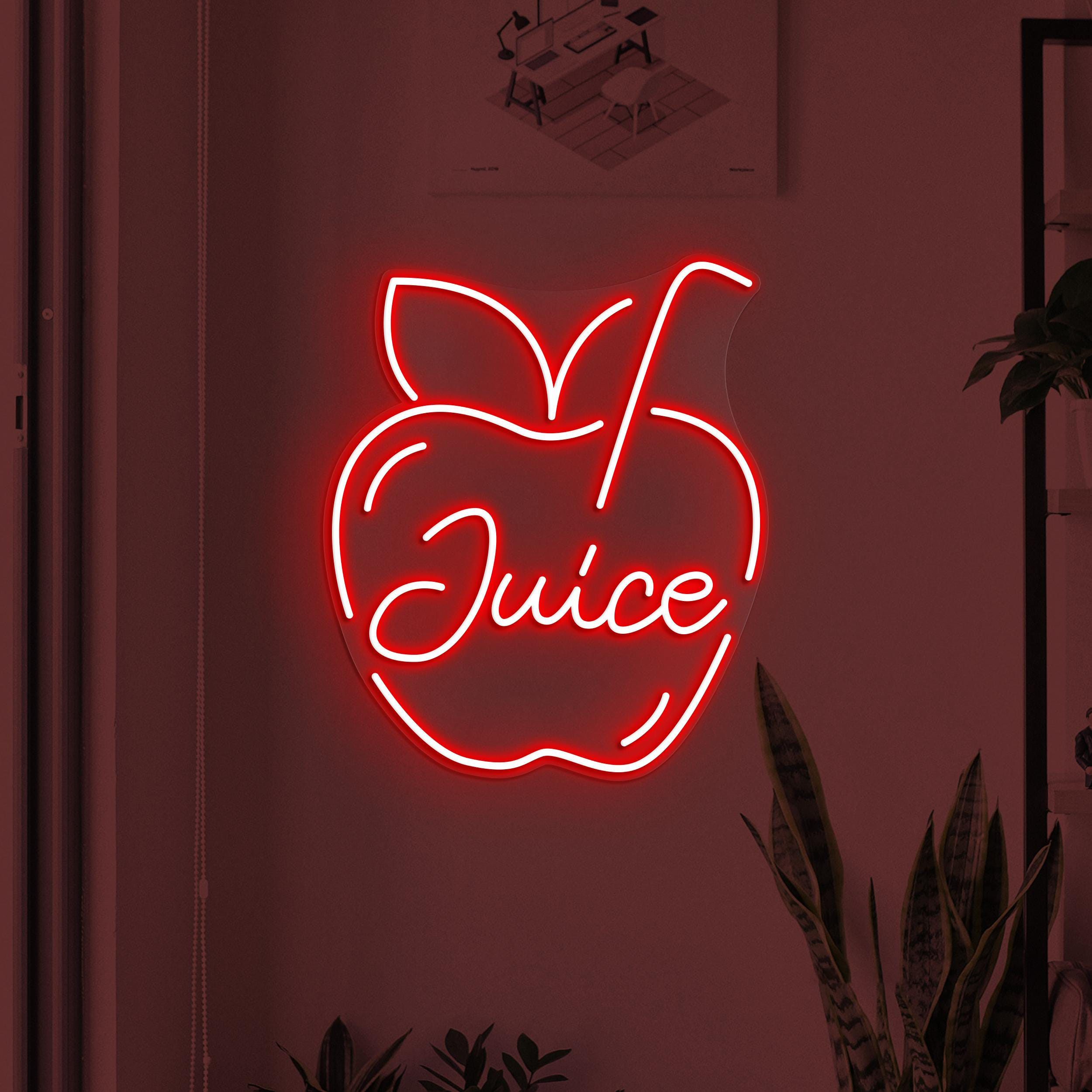 Juice Neon Sign, Juice LED Light, Apple Juice Wall Decor, Apple Wall Art, Drink Corner Neon Decor, Cafe Night Wall Light, Drunk Neon Sign