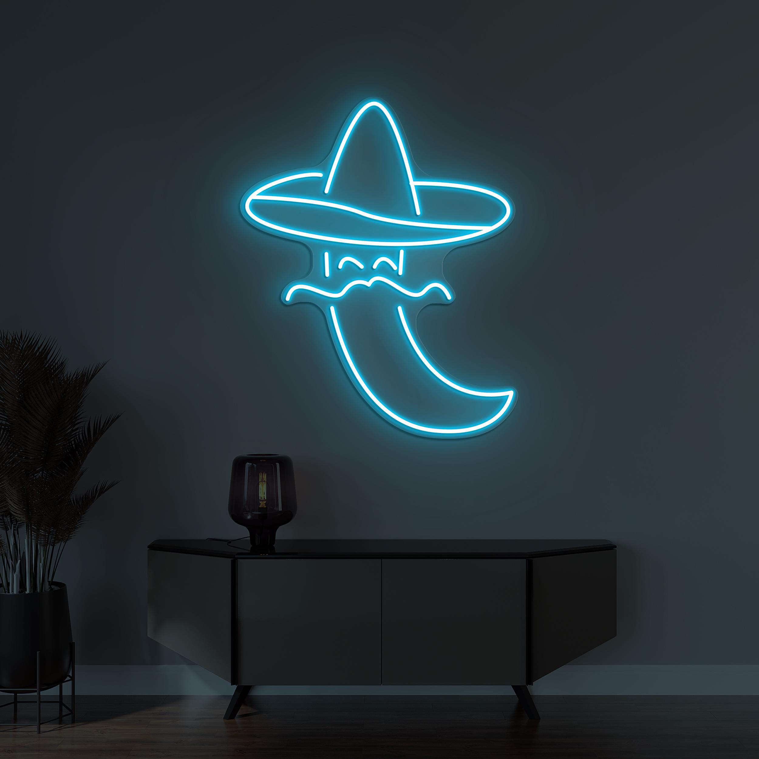 Chili Sombrero Hat Neon Sign, Chili with Sombrero LED Light, Chili Wall Decor, Custom Neon Sign, Mexico Chili Light, Home & Restaurant Art