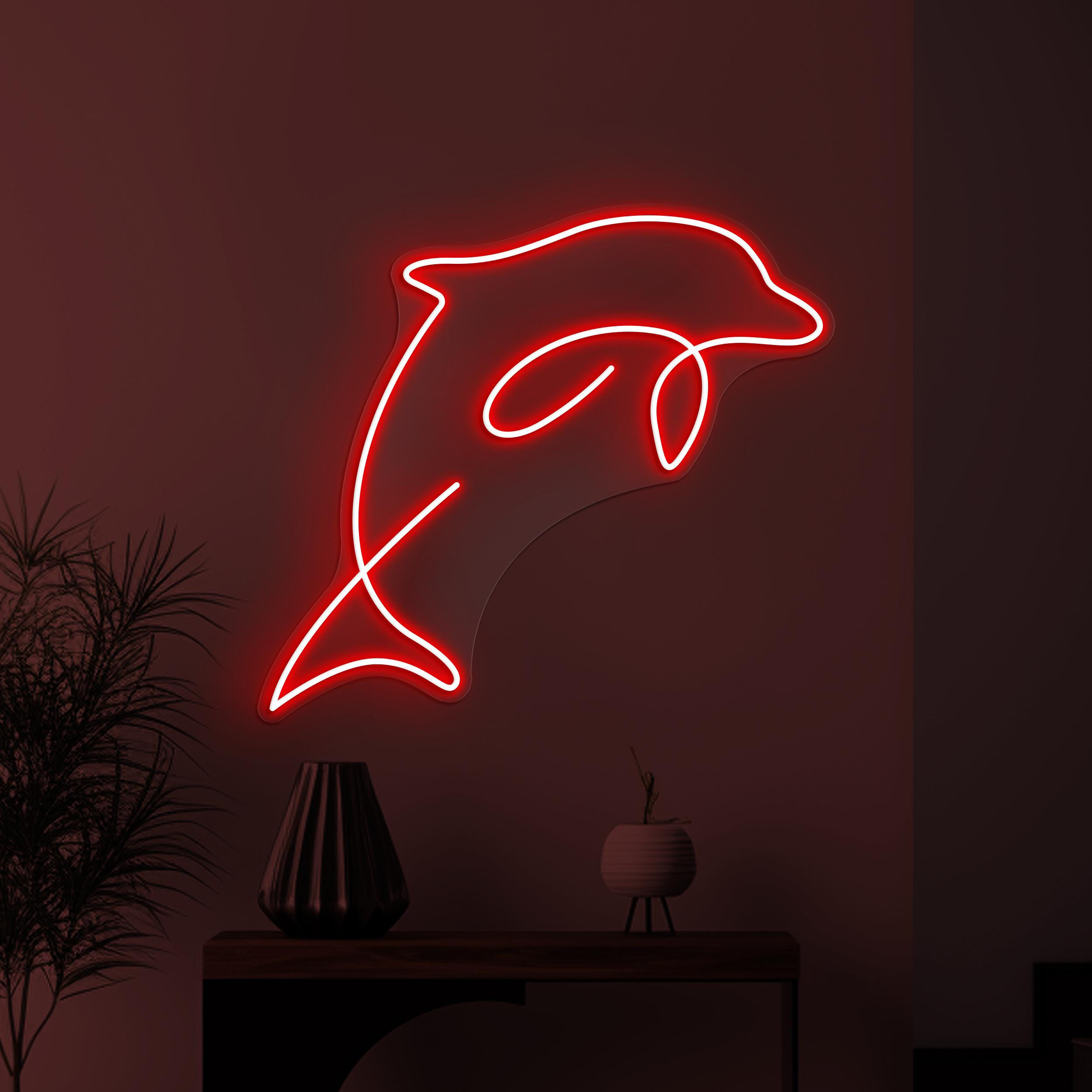 Dolphin Neon Sign, Dolphin LED Light, Dolphin Fish Wall Art, Kids Room Wall Decor, Sea Animals Light, Animal Shop Decor, Cute Dolphin Sign