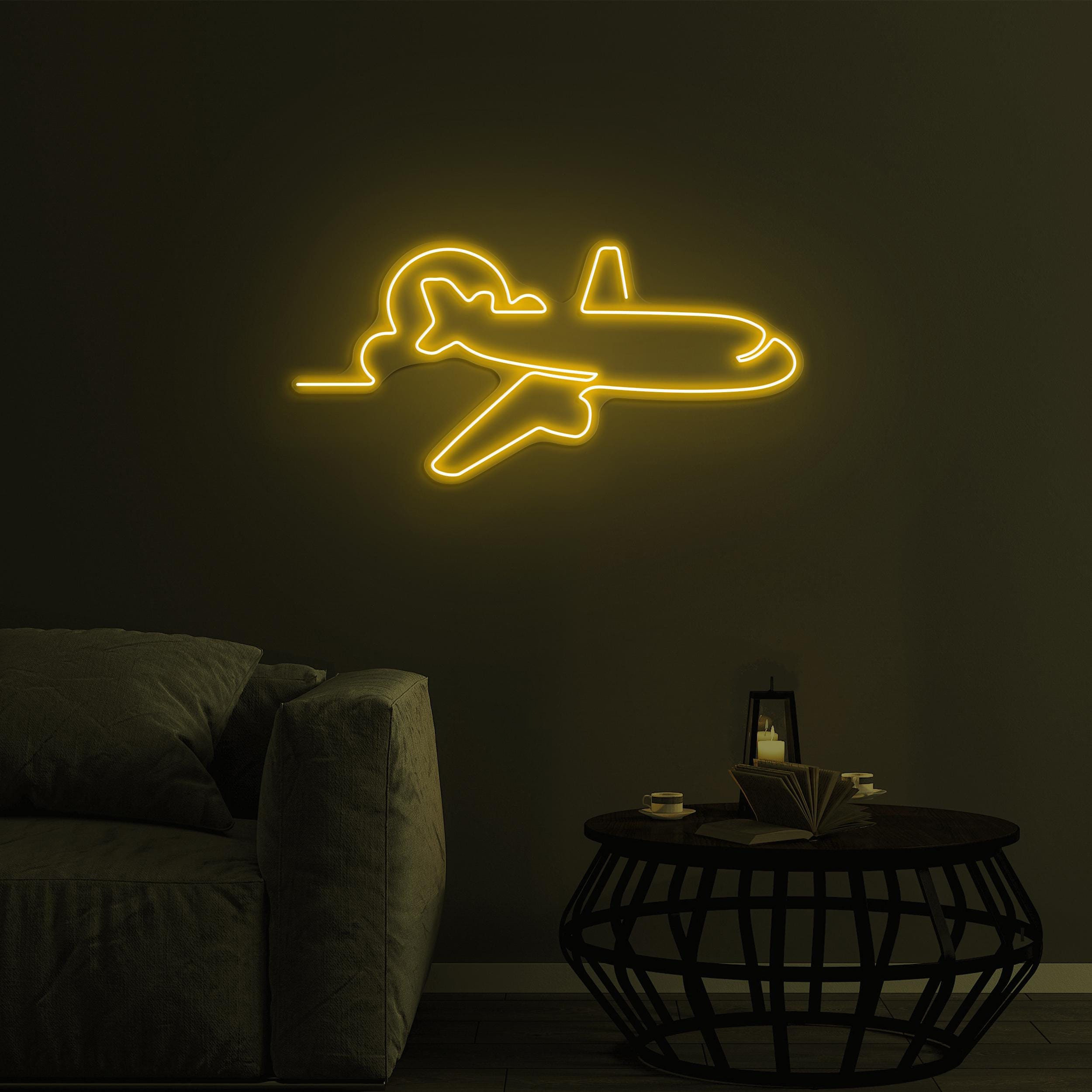 Airplane Neon Sign, Airplane LED Light, Flying High LED Neon Art, Kids Room Decor, Travel Agency Wall Decor, Aviation Sign, Flying High Sign