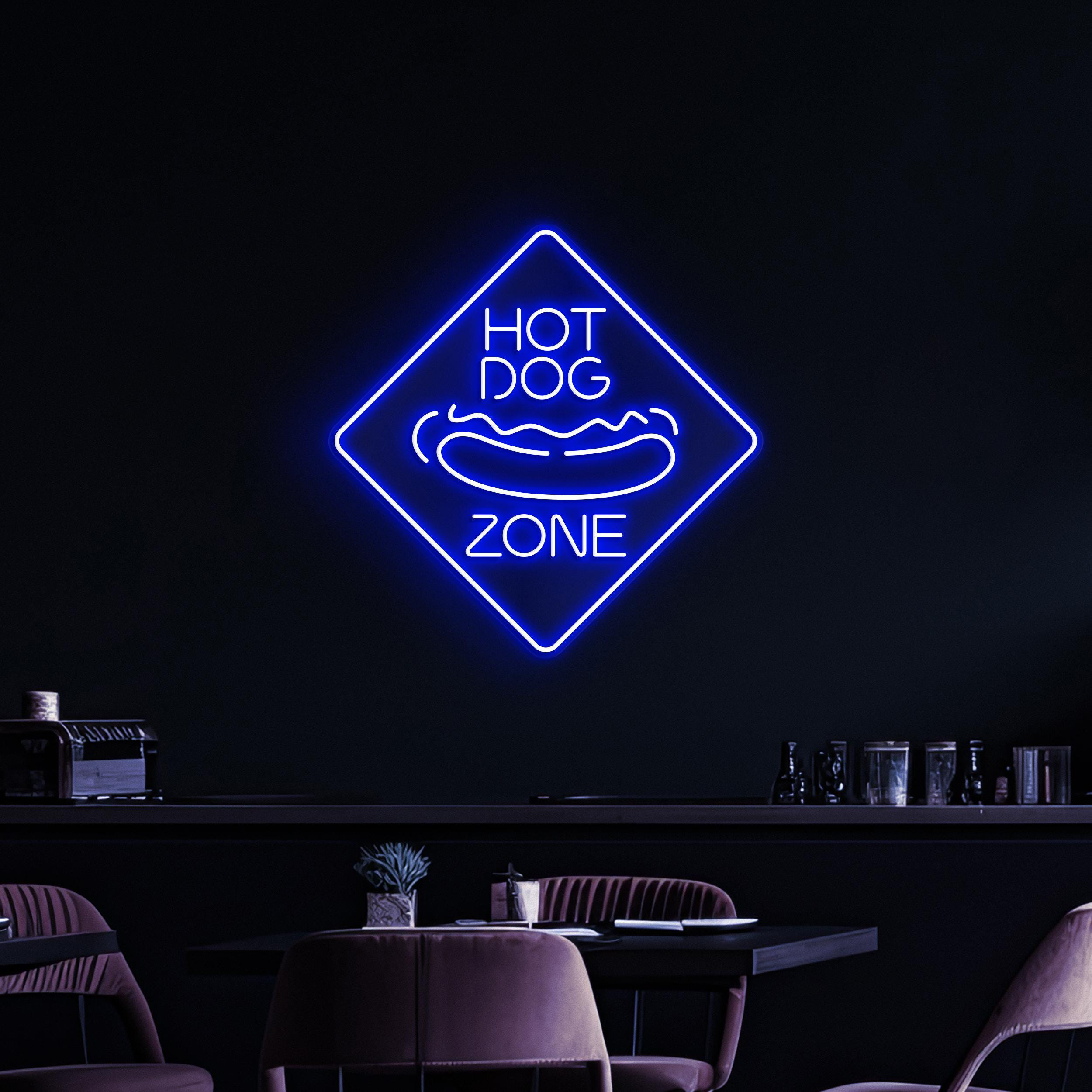 Hot Dog Zone Neon Sign, Hot Dog Zone LED Light, Fast Food Area Wall Decor, Party Neon Sign, Gift For Hot Dog Lovers, Restaurant Neon Light