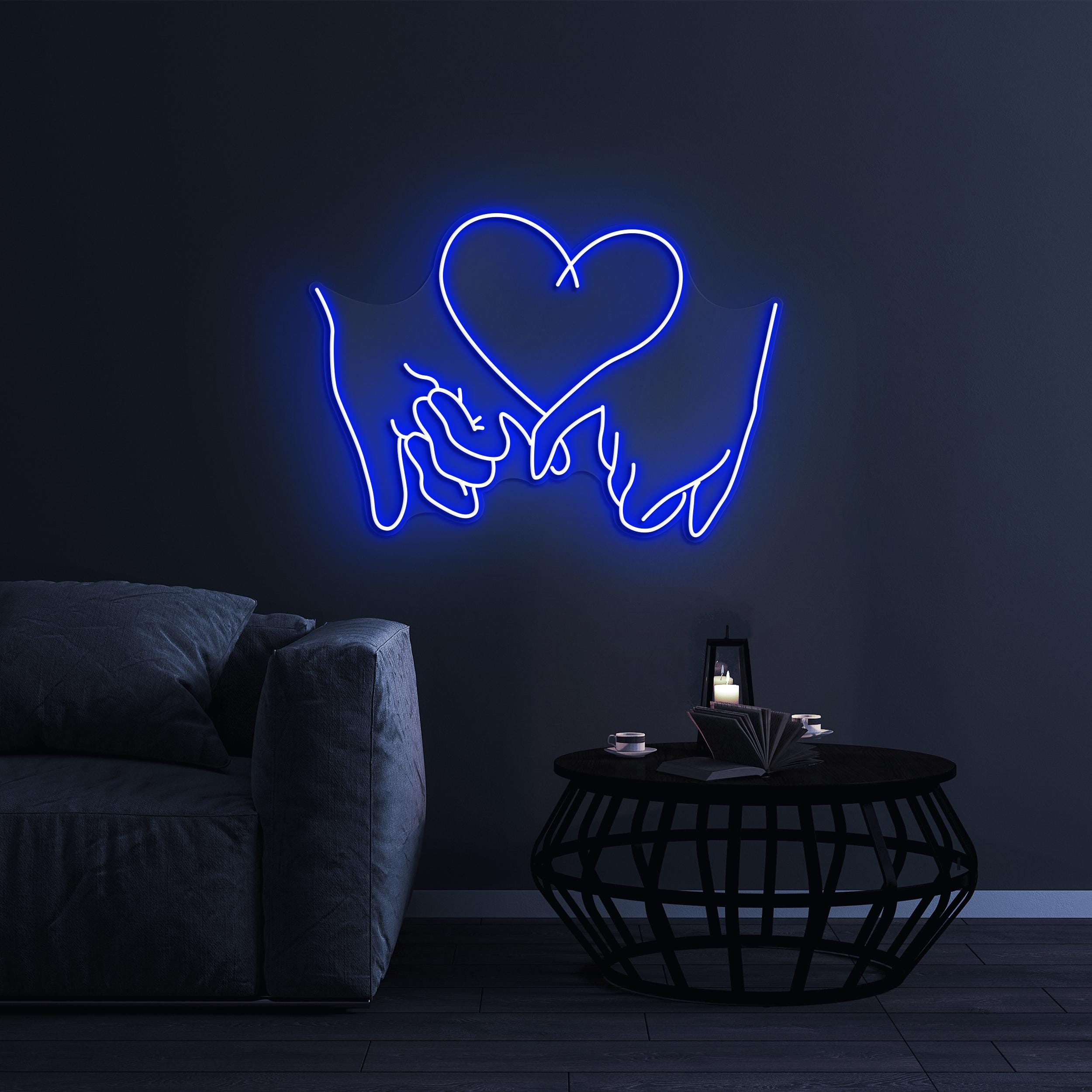 Holding Hands Heart Neon Sign, Holding Hands Heart LED Light, Lover Hands Wall Decor, Couple Hands Sign, Romantic Decor, Hand Heart Love Art