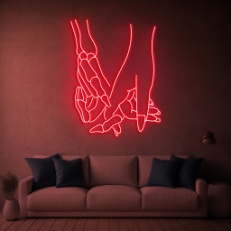 Skeleton & Human Hands Neon Light, Gothic LED Wall Art, Led Halloween Decor, Bar Aesthetic, Skeleton Neon Sign, Romantic Gift, Unique Decor
