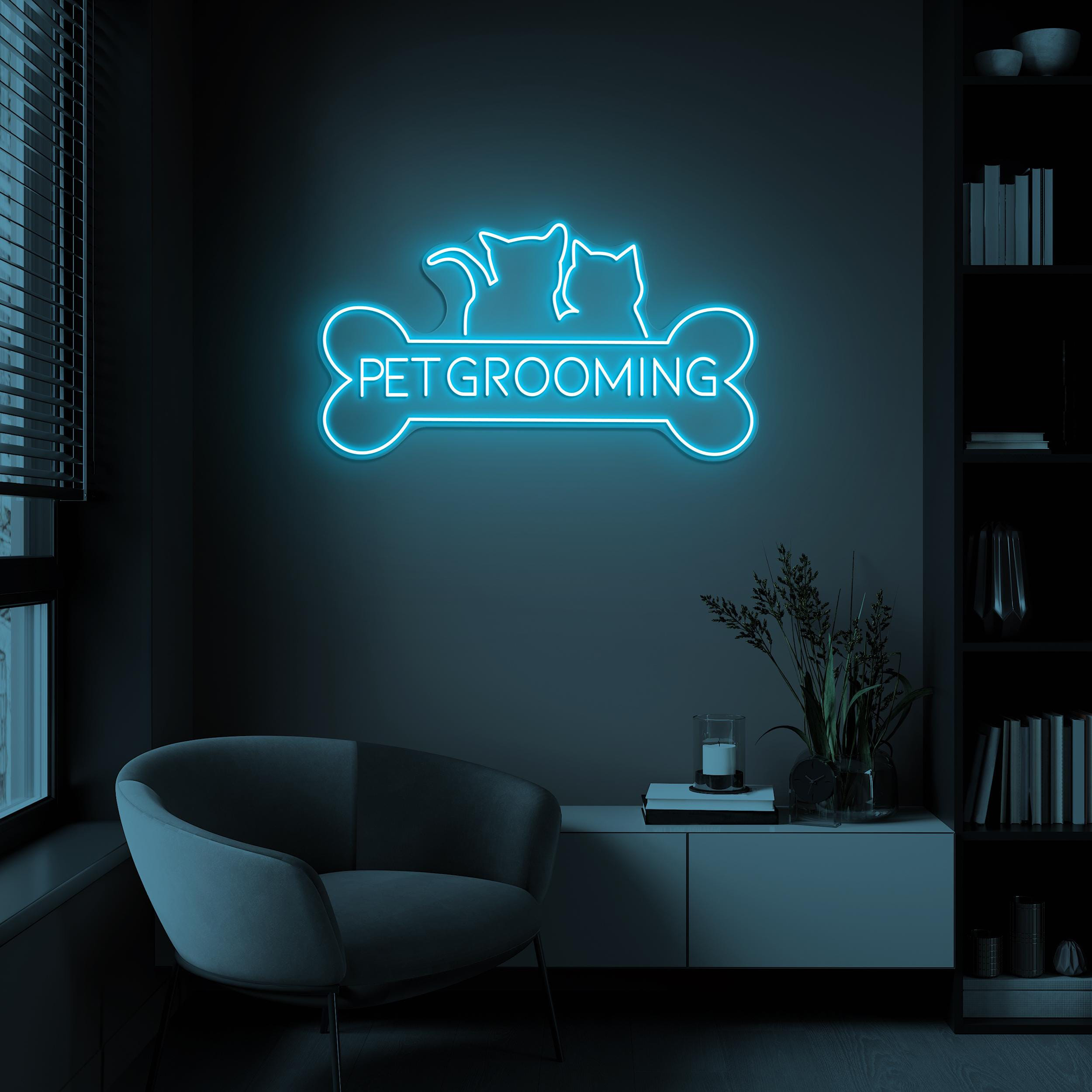 Pet Grooming Neon Sign, Pet Grooming LED Light, Dog Cat Pet Service Decor, Pet Shop Wall Art, Animal Neon Light, Pet Grooming Salon Art